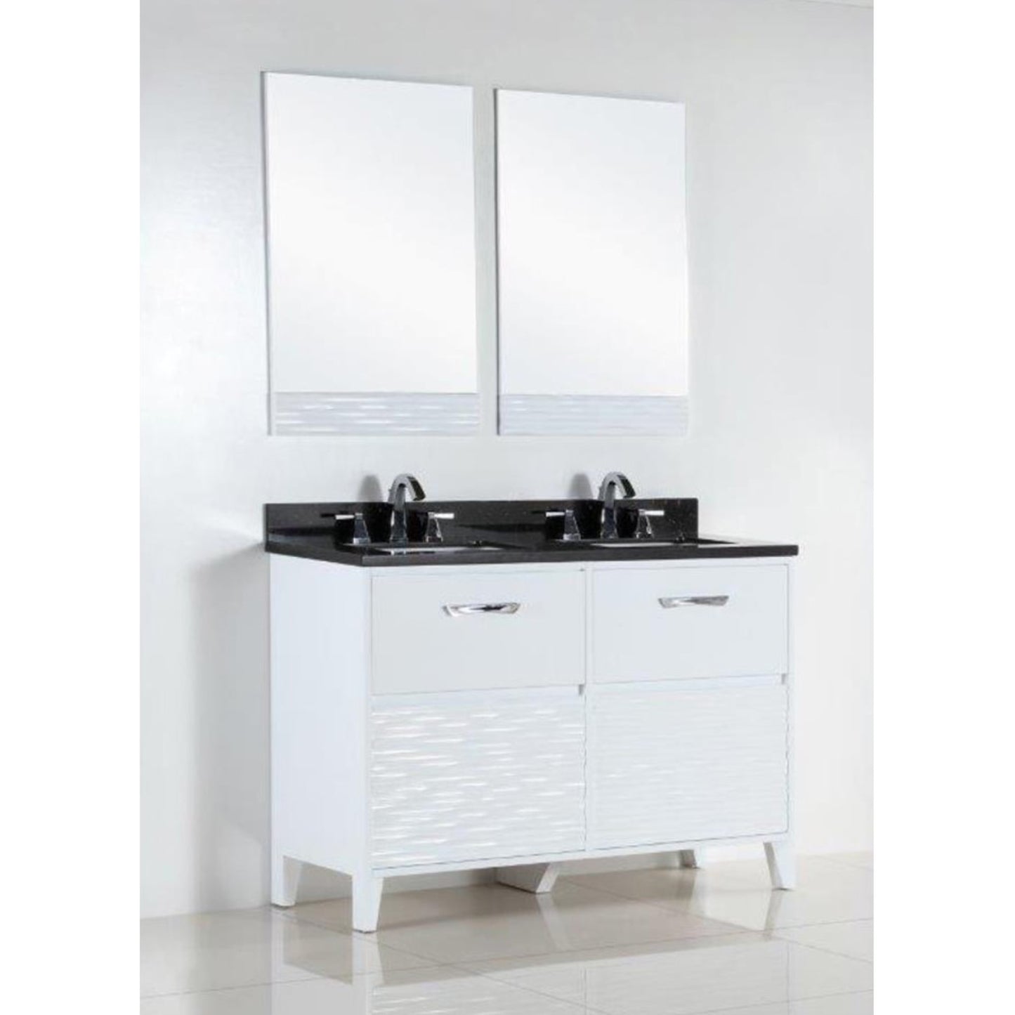 48" Double sink vanity with black galaxy top