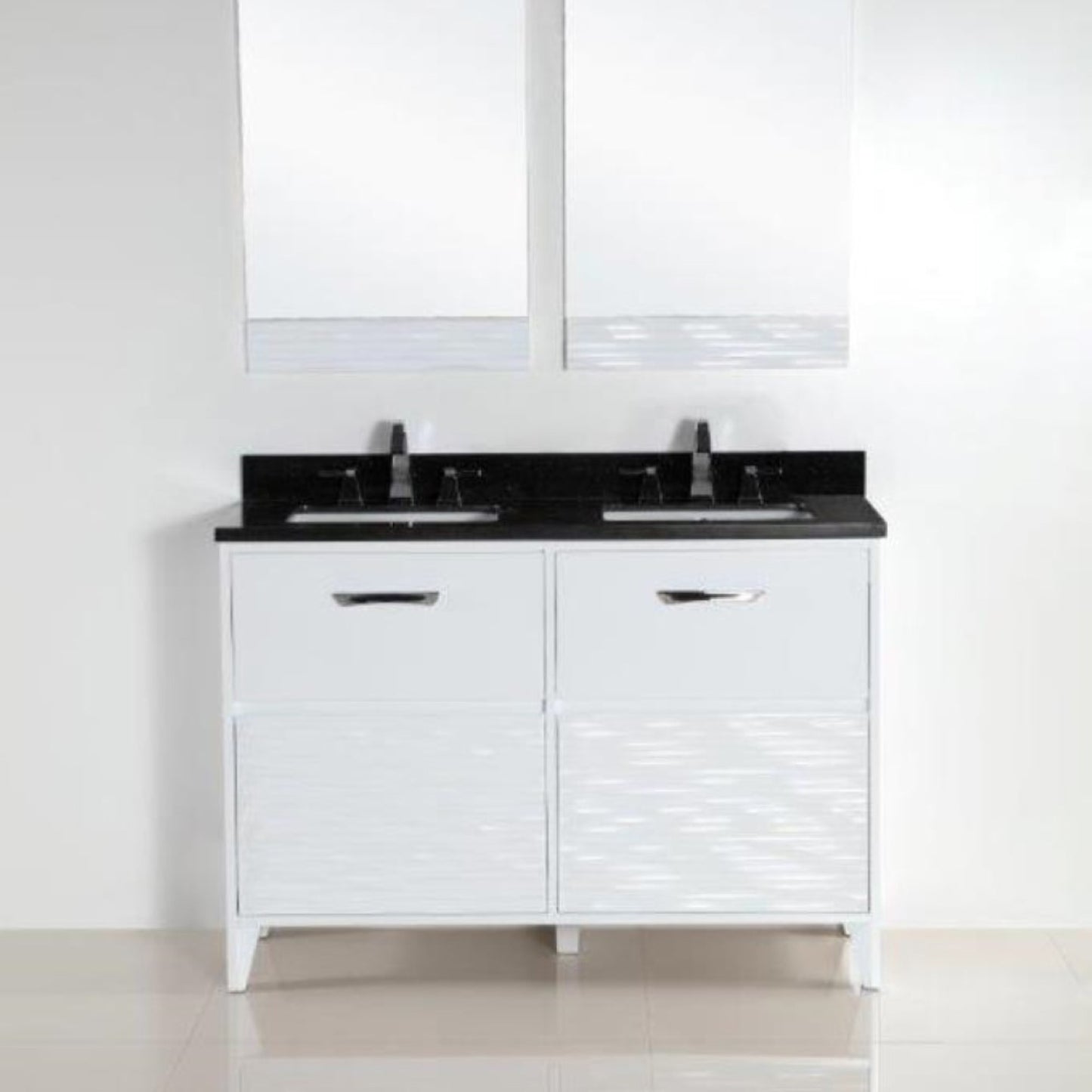 48" Double sink vanity with black galaxy top