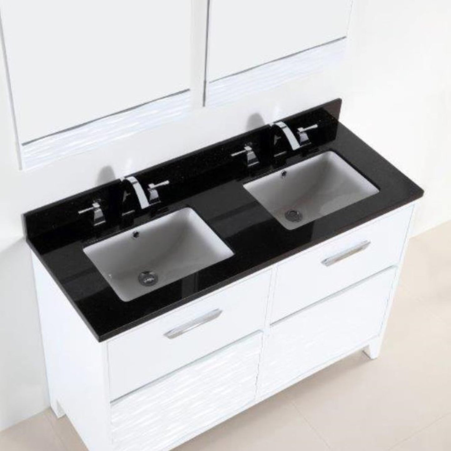 48" Double sink vanity with black galaxy top