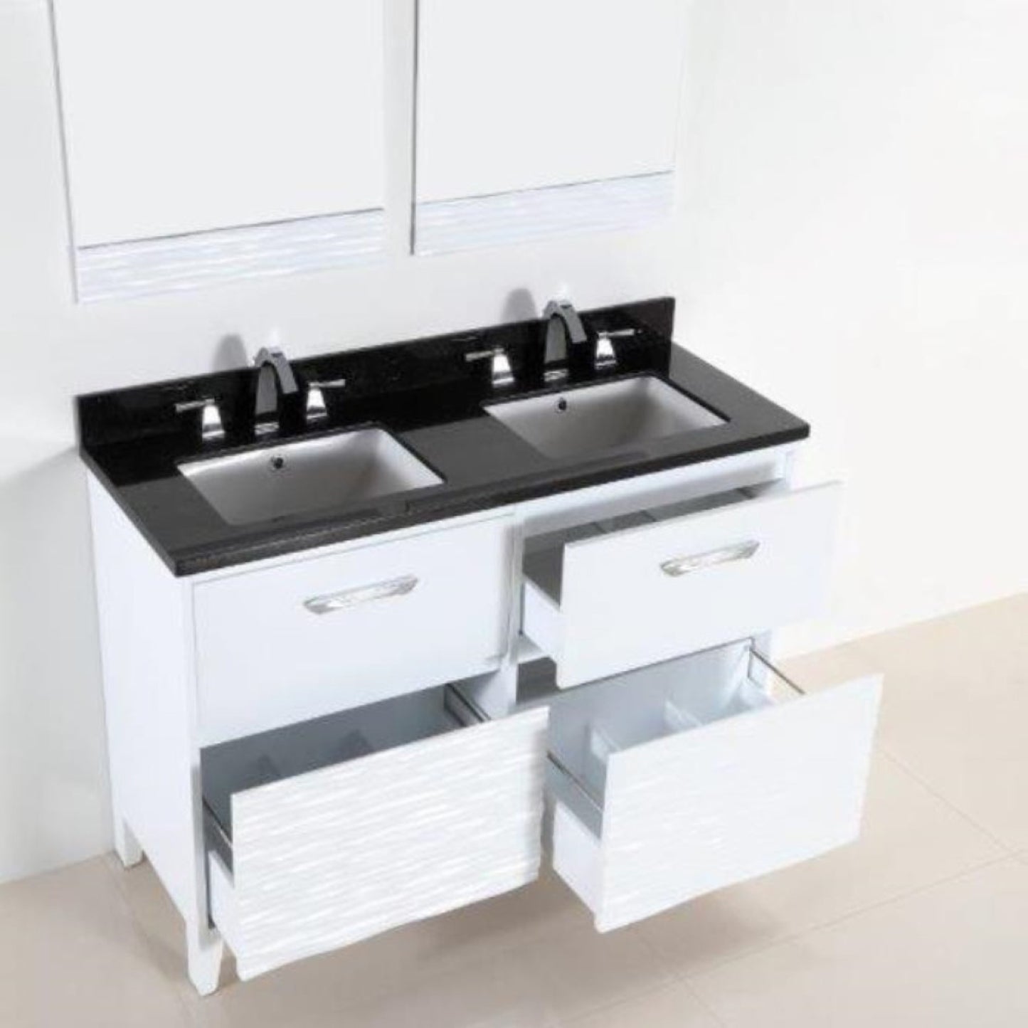 48" Double sink vanity with black galaxy top
