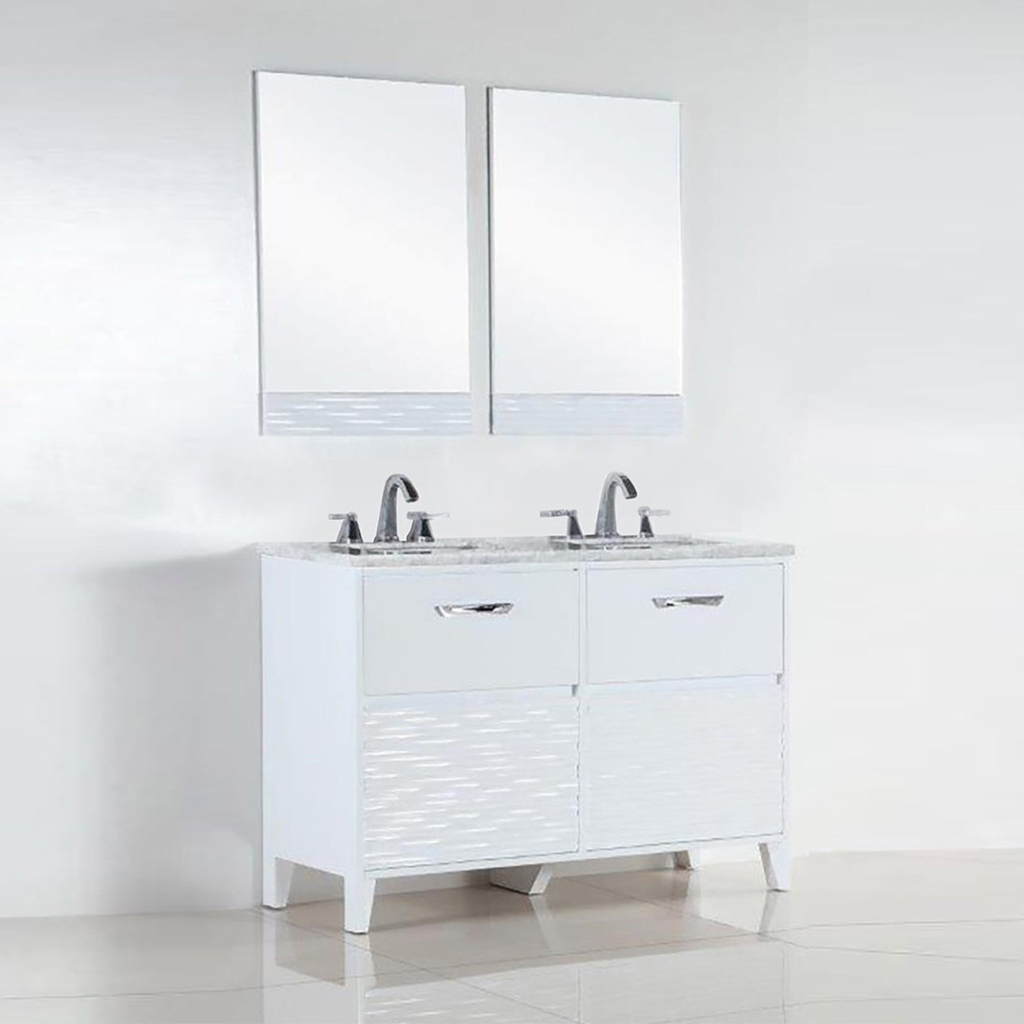 48" Double sink vanity with white Carrara top