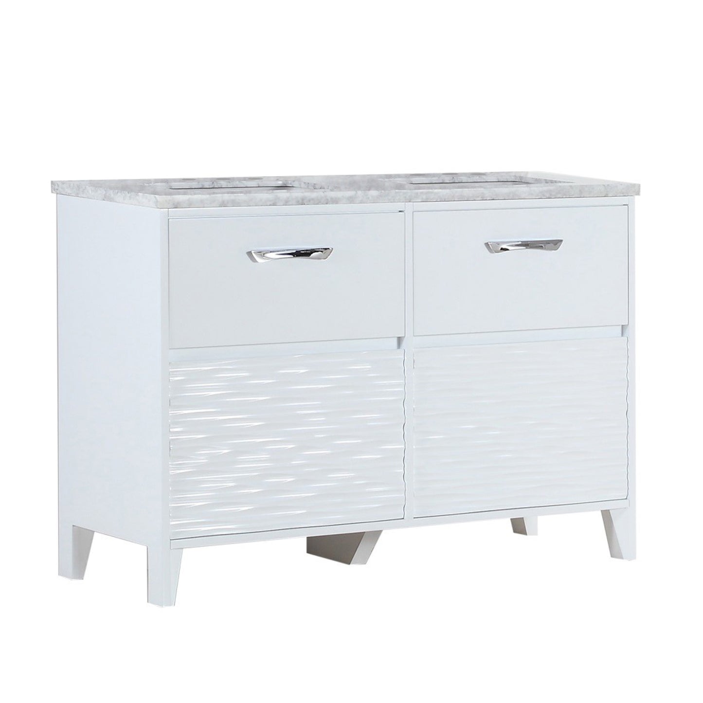 48" Double sink vanity with white Carrara top