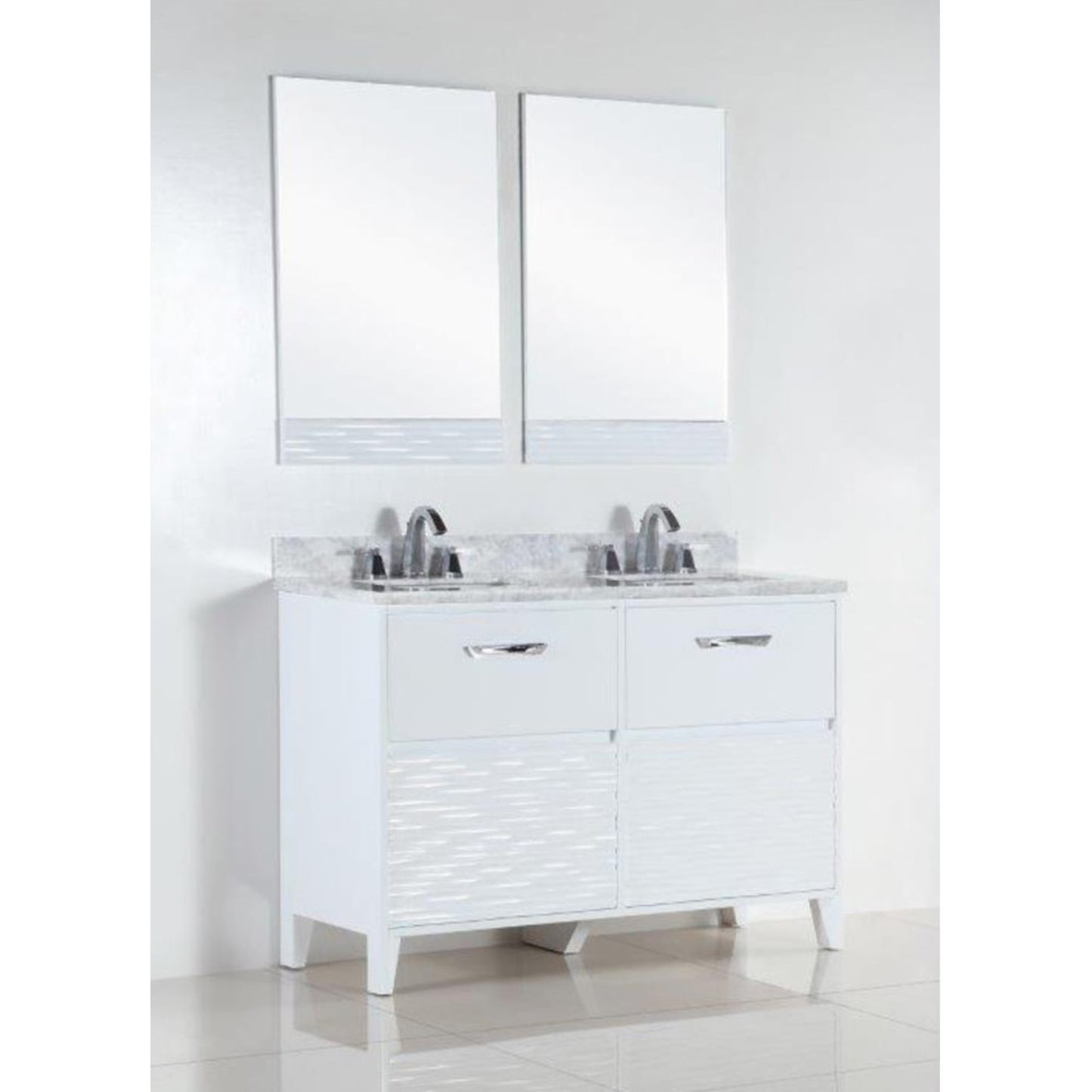 48" Double sink vanity with white Carrara top