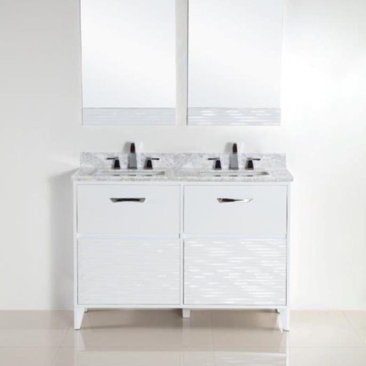 48" Double sink vanity with white Carrara top