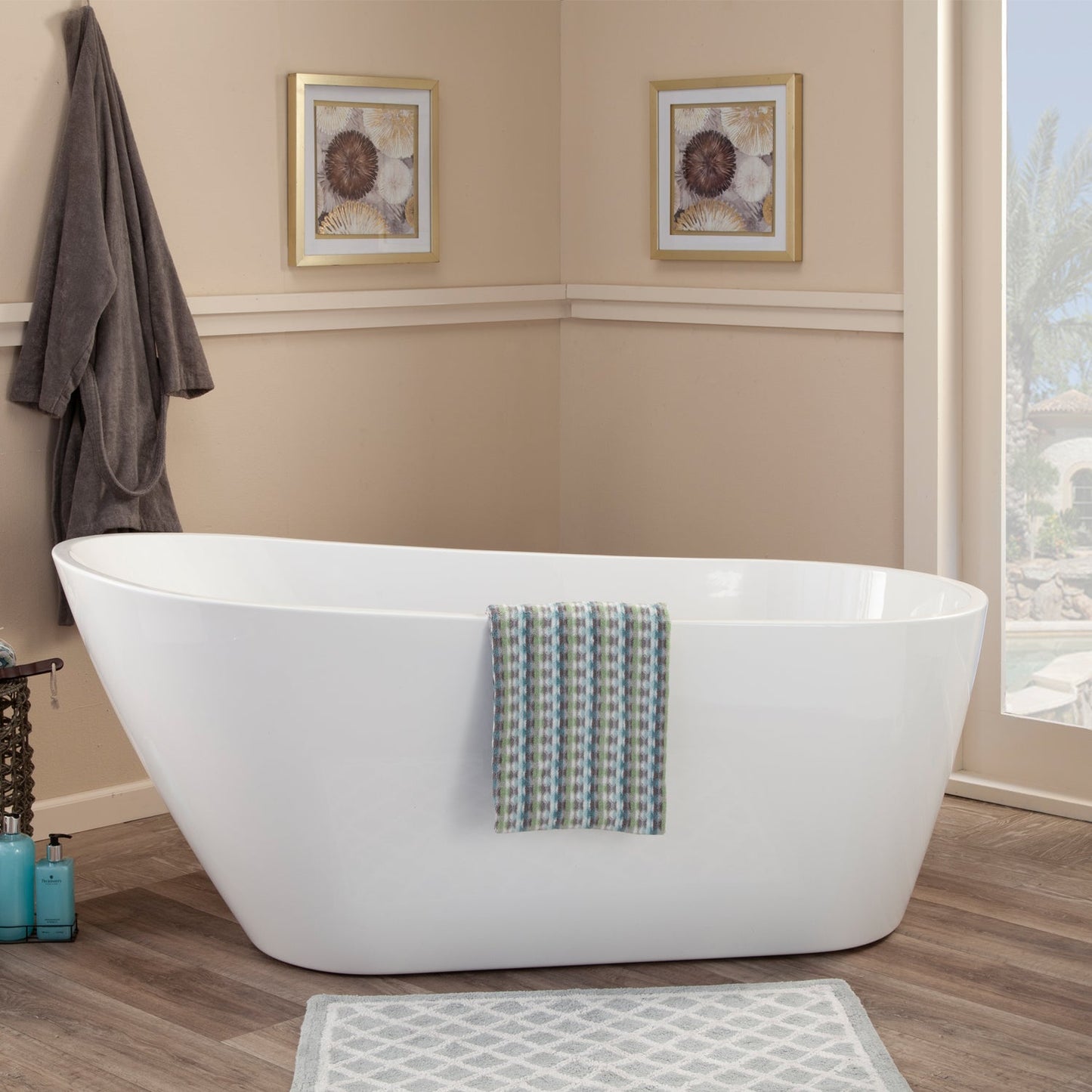 Shaia 67" x 32" Freestanding Soaking Acrylic Bathtub