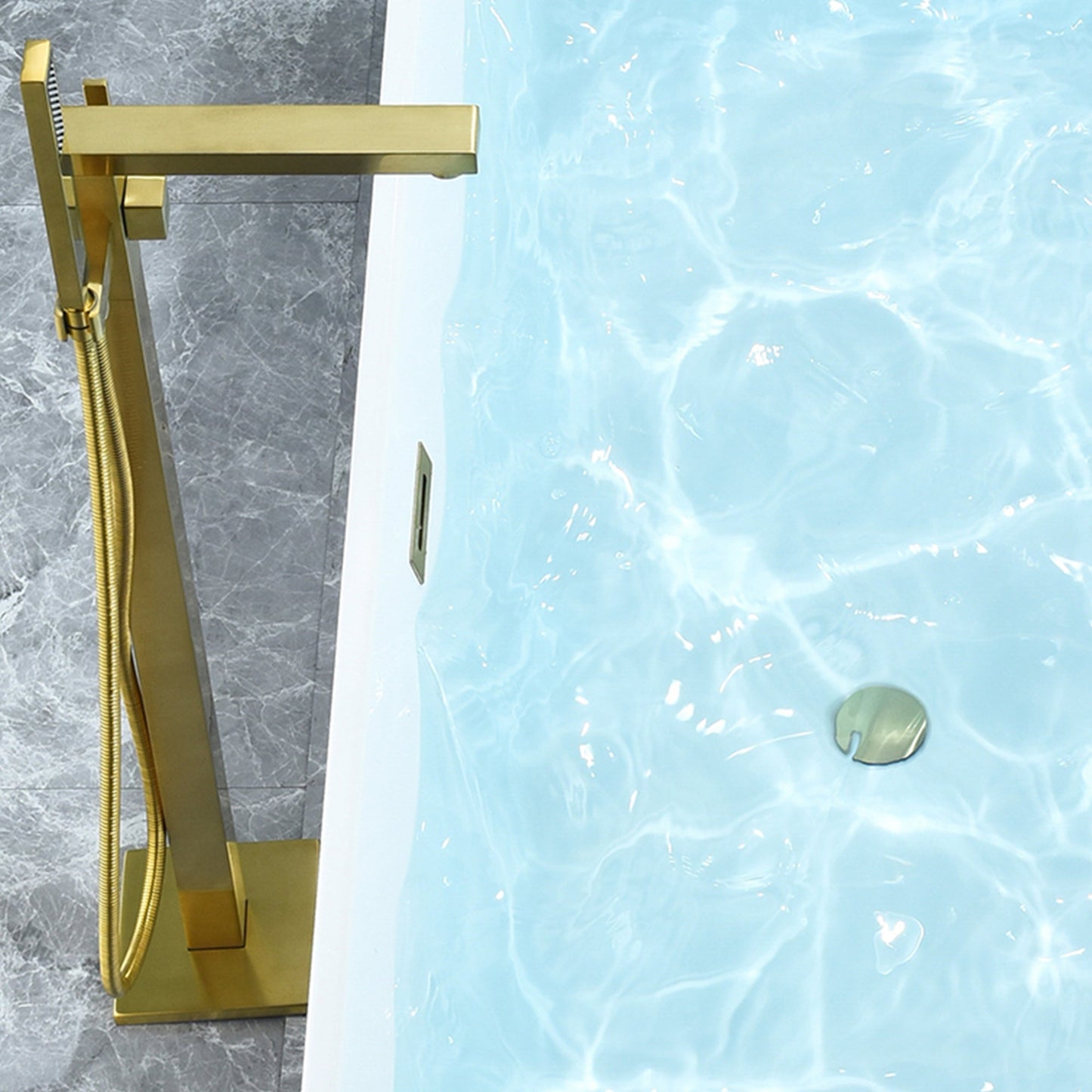 Terrak 59" x 28" Flatbottom Freestanding Acrylic Soaking Bathtub in Glossy White with Drain and Overflow