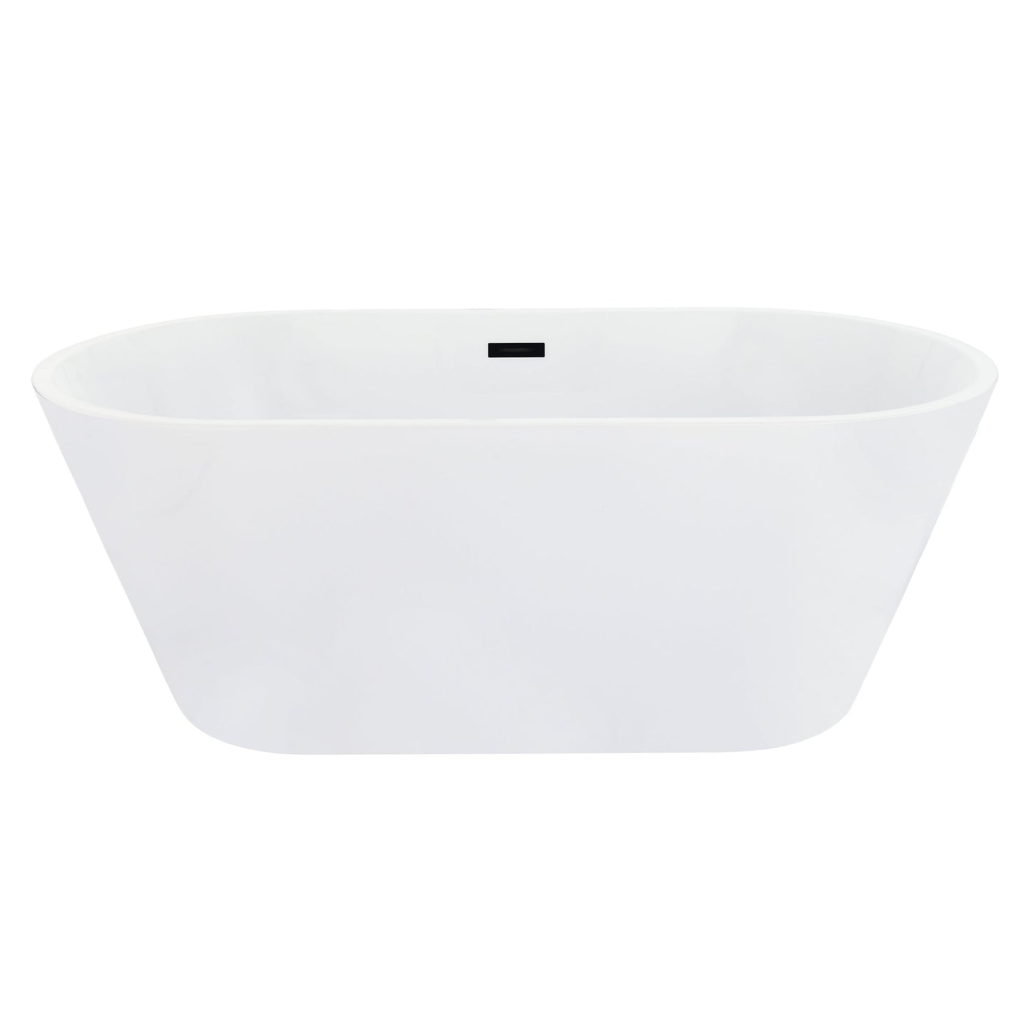 Kaprun 59" x 30" Flatbottom Freestanding Acrylic Soaking Bathtub in Glossy White with Drain and Overflow