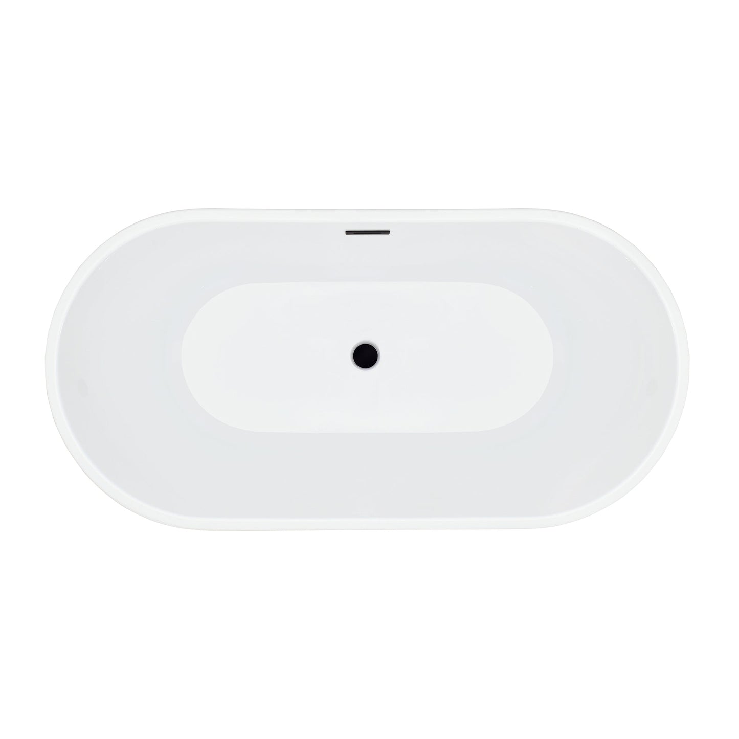 Kaprun 59" x 30" Flatbottom Freestanding Acrylic Soaking Bathtub in Glossy White with Drain and Overflow