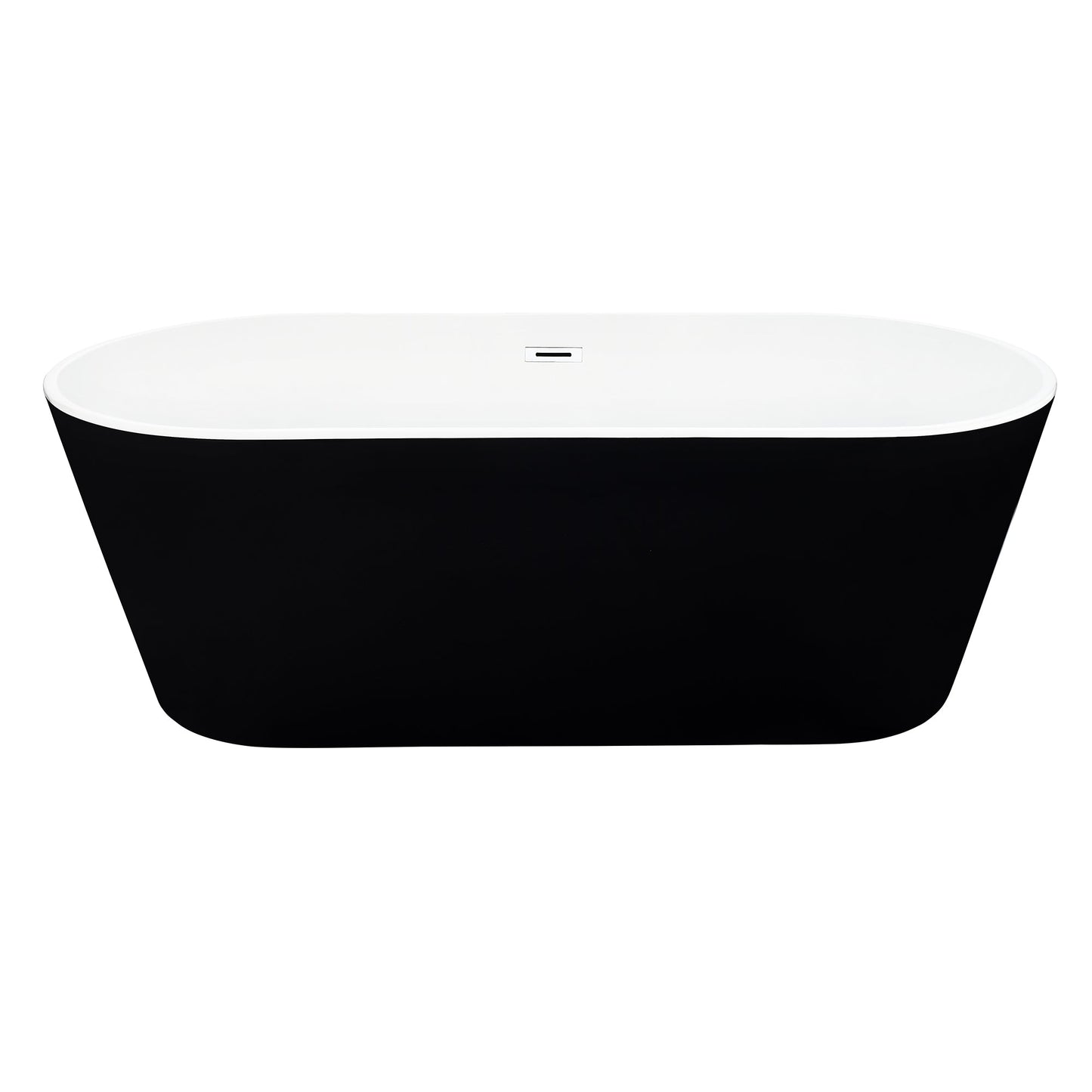 Kaprun 63" x 30" Flatbottom Freestanding Acrylic Soaking Bathtub in Glossy Black with Drain and Overflow
