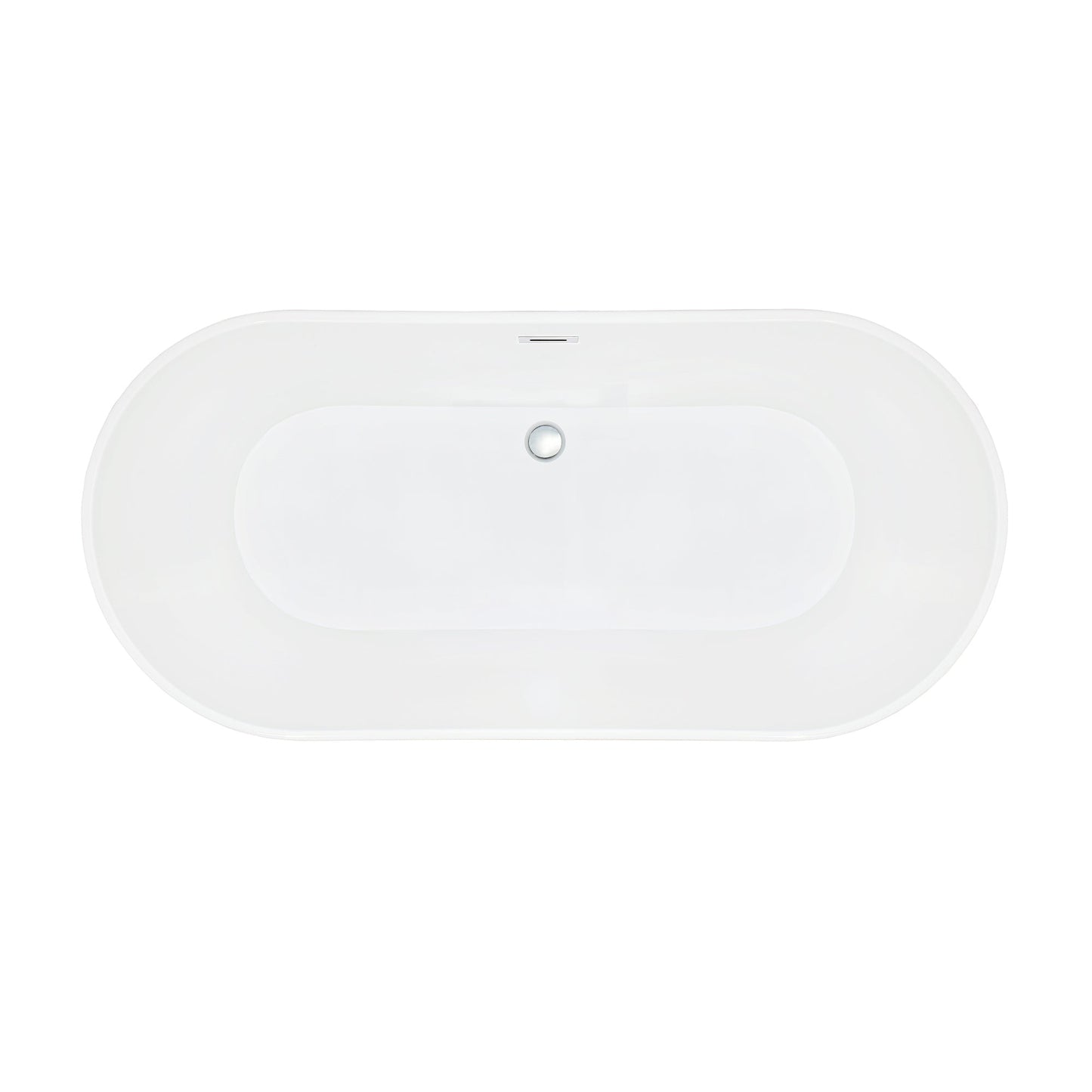Kaprun 63" x 30" Flatbottom Freestanding Acrylic Soaking Bathtub in Glossy Black with Drain and Overflow