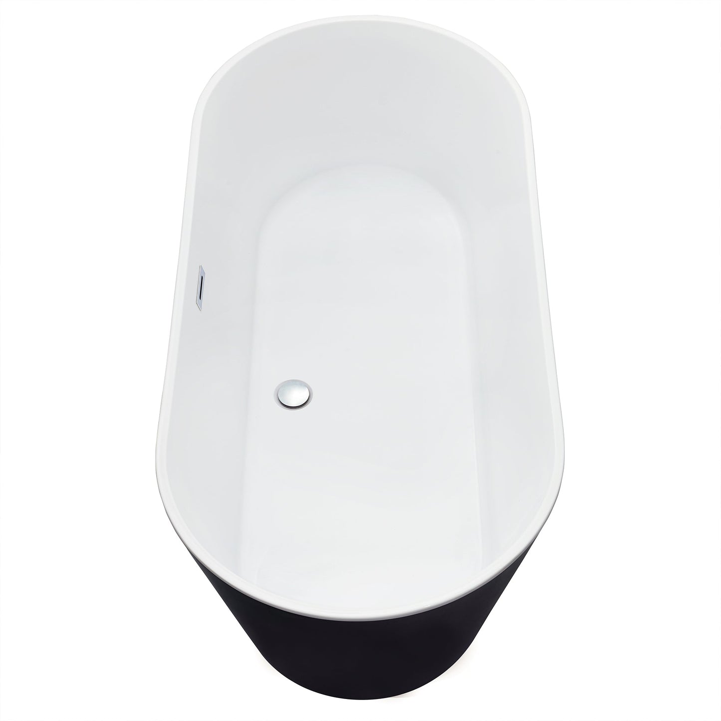 Kaprun 63" x 30" Flatbottom Freestanding Acrylic Soaking Bathtub in Glossy Black with Drain and Overflow