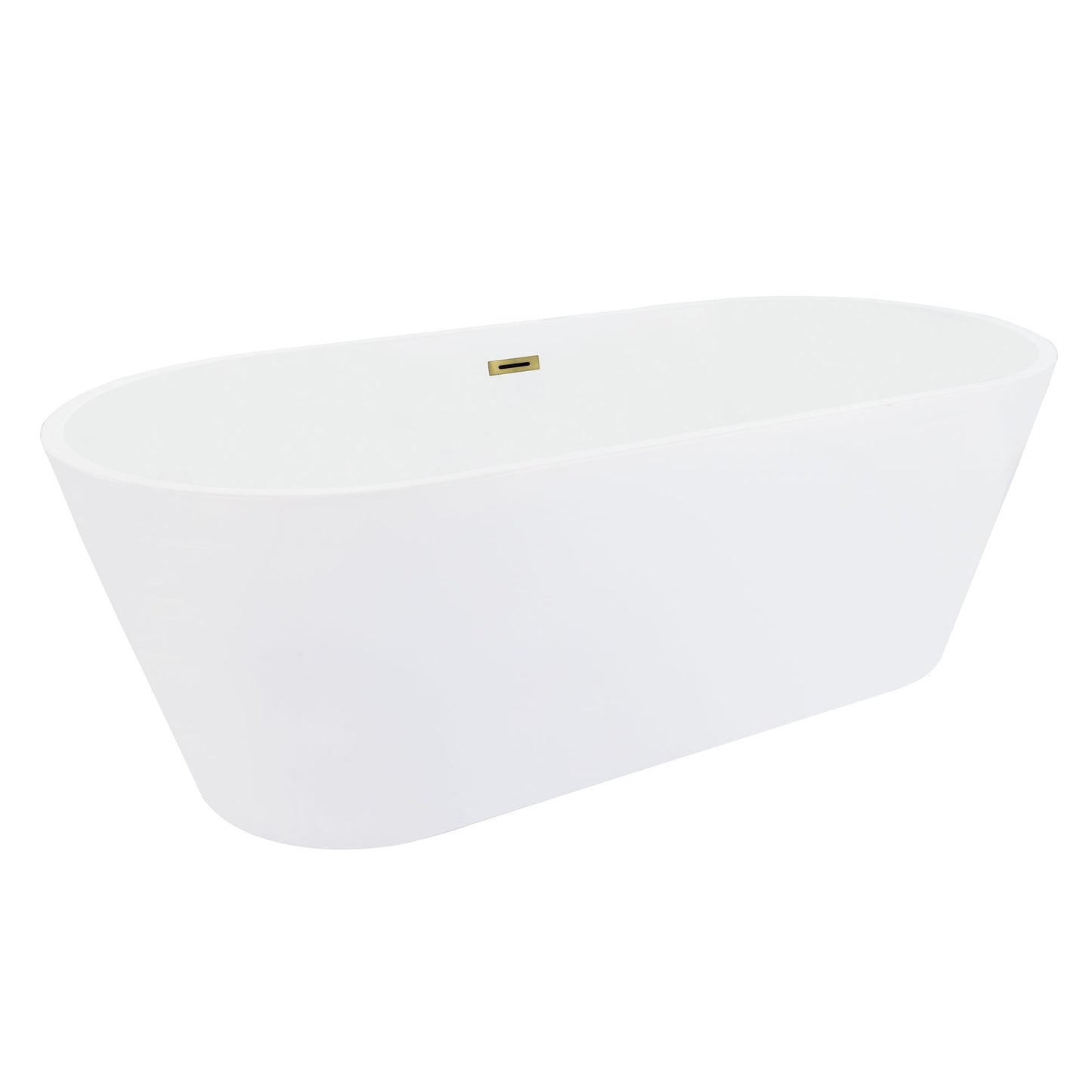 Kaprun 67" x 32" Flatbottom Freestanding Acrylic Soaking Bathtub in Glossy White with Drain and Overflow