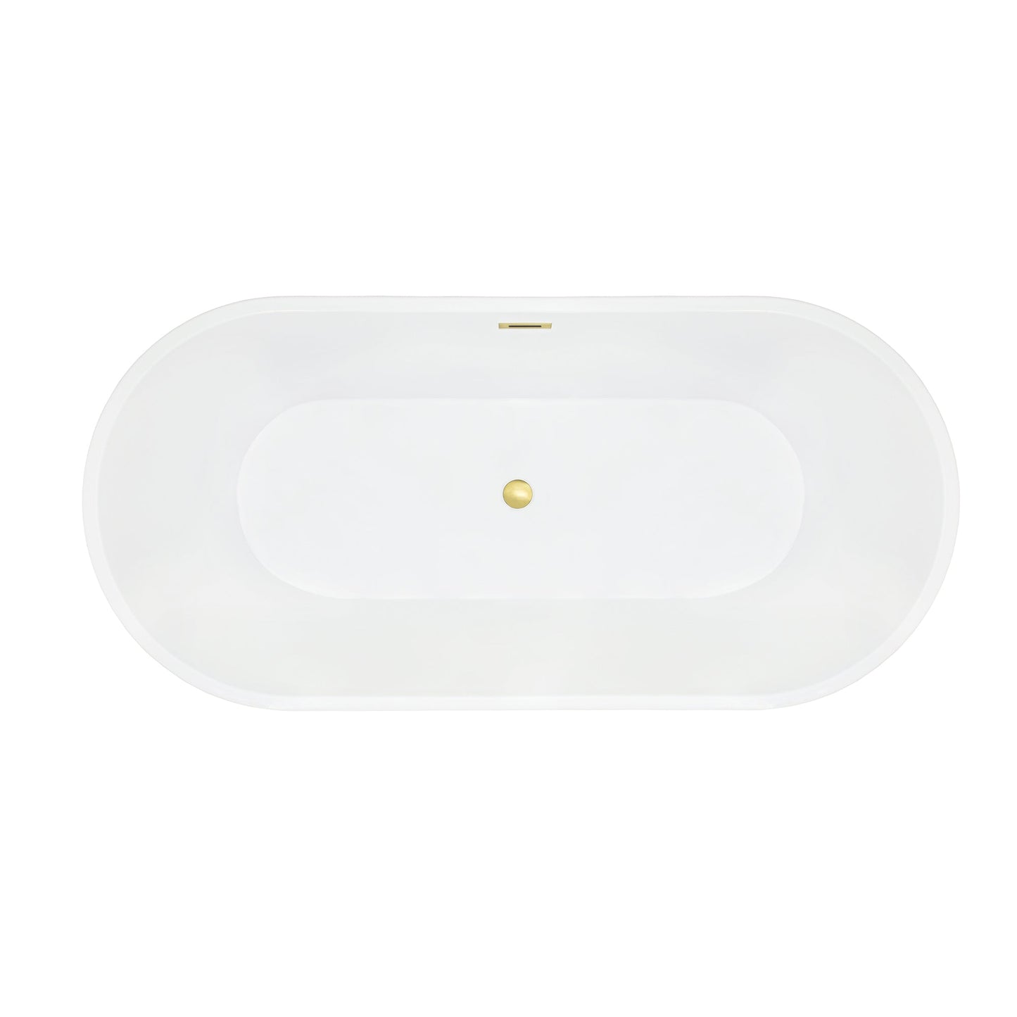 Kaprun 67" x 32" Flatbottom Freestanding Acrylic Soaking Bathtub in Glossy White with Drain and Overflow