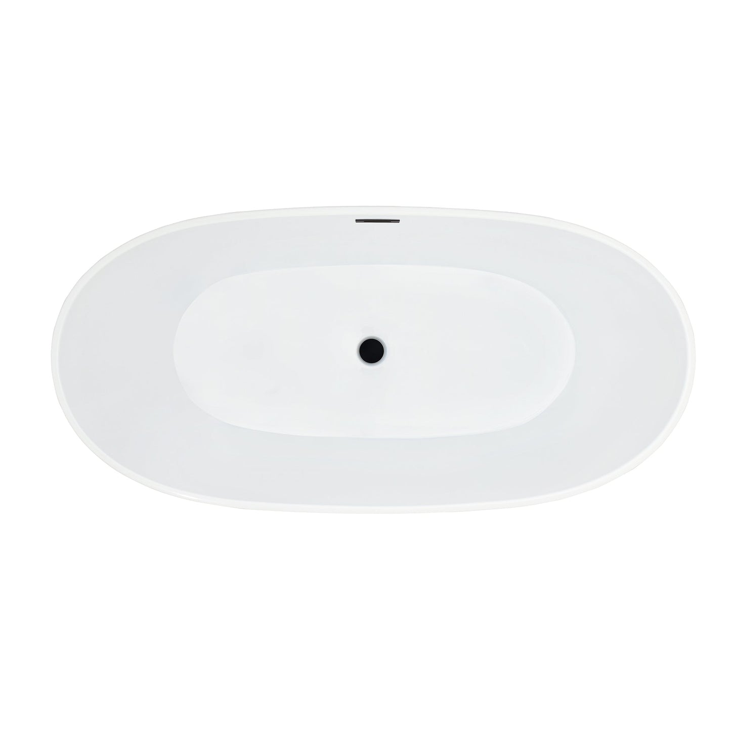 Rauris 59" x 28" Flatbottom Freestanding Acrylic Soaking Bathtub in Glossy White with Drain and Overflow