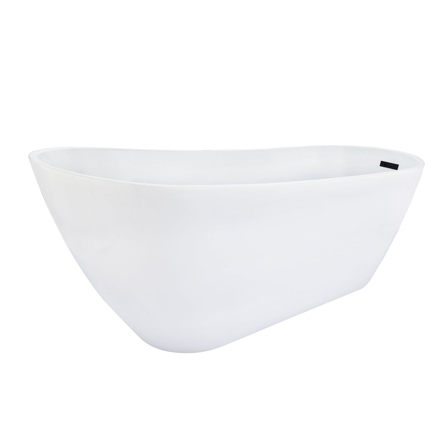 Ipure 67" x 29" Flatbottom Freestanding Acrylic Soaking Bathtub in Glossy White with Drain and Overflow