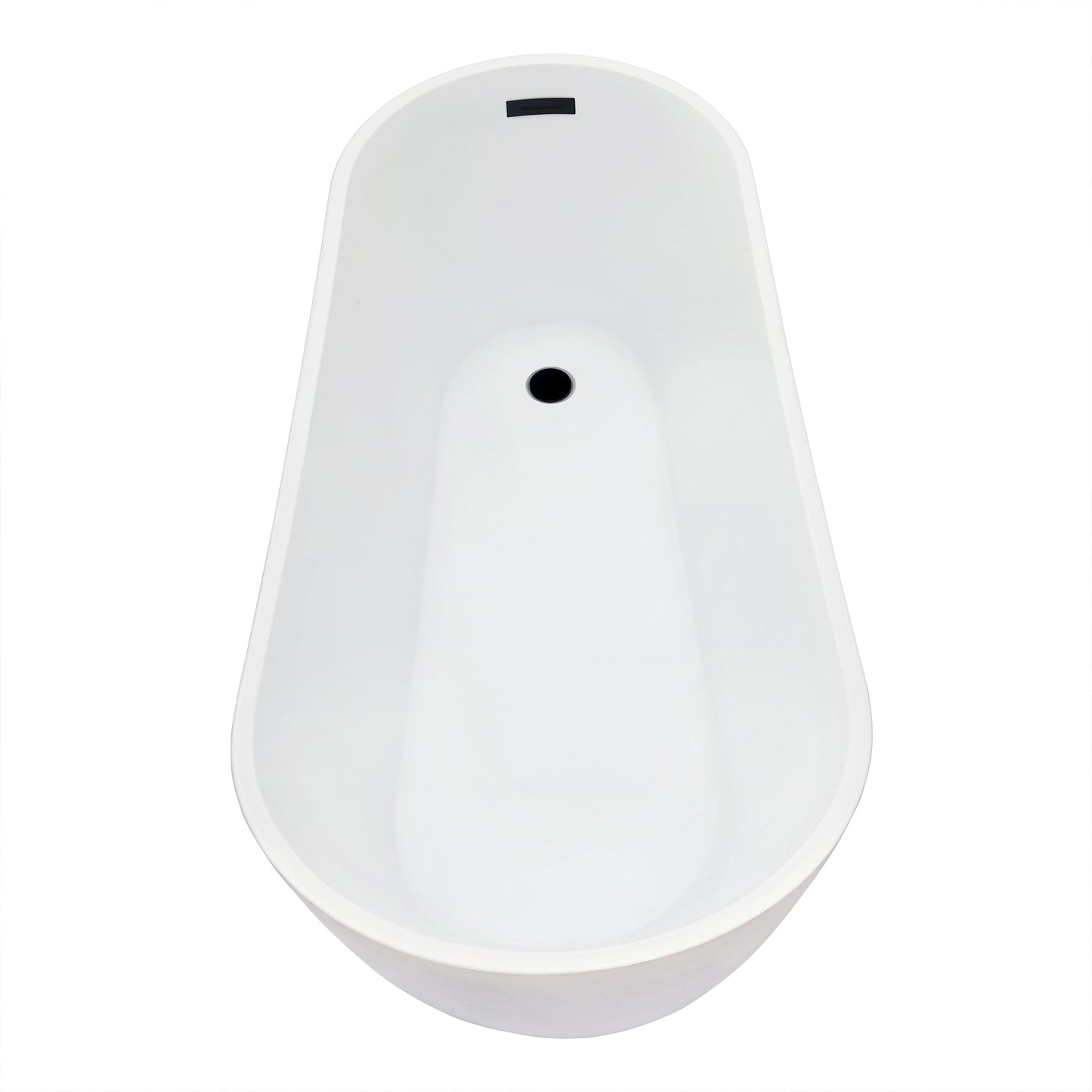 Ipure 67" x 29" Flatbottom Freestanding Acrylic Soaking Bathtub in Glossy White with Drain and Overflow