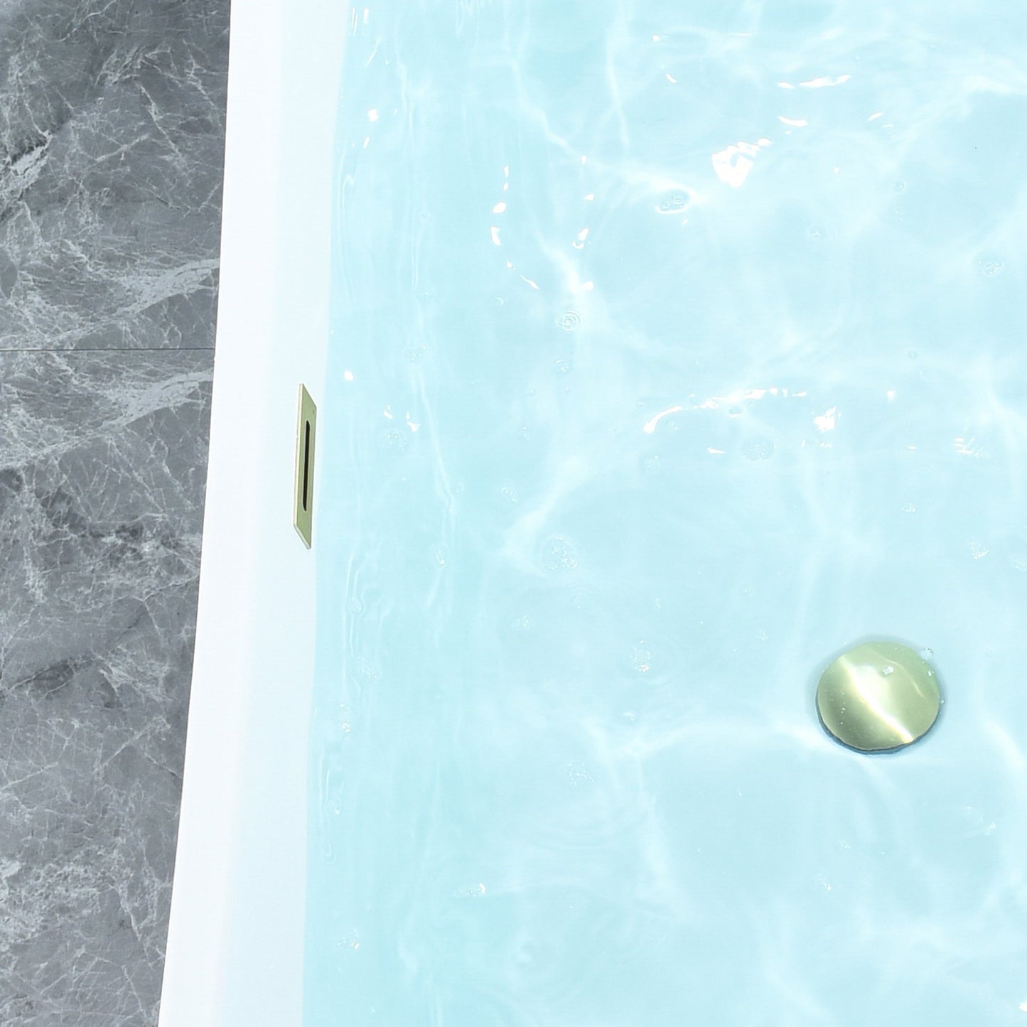 Vansza 67" x 32" Flatbottom Freestanding Acrylic Soaking Bathtub in Glossy White with Drain and Overflow