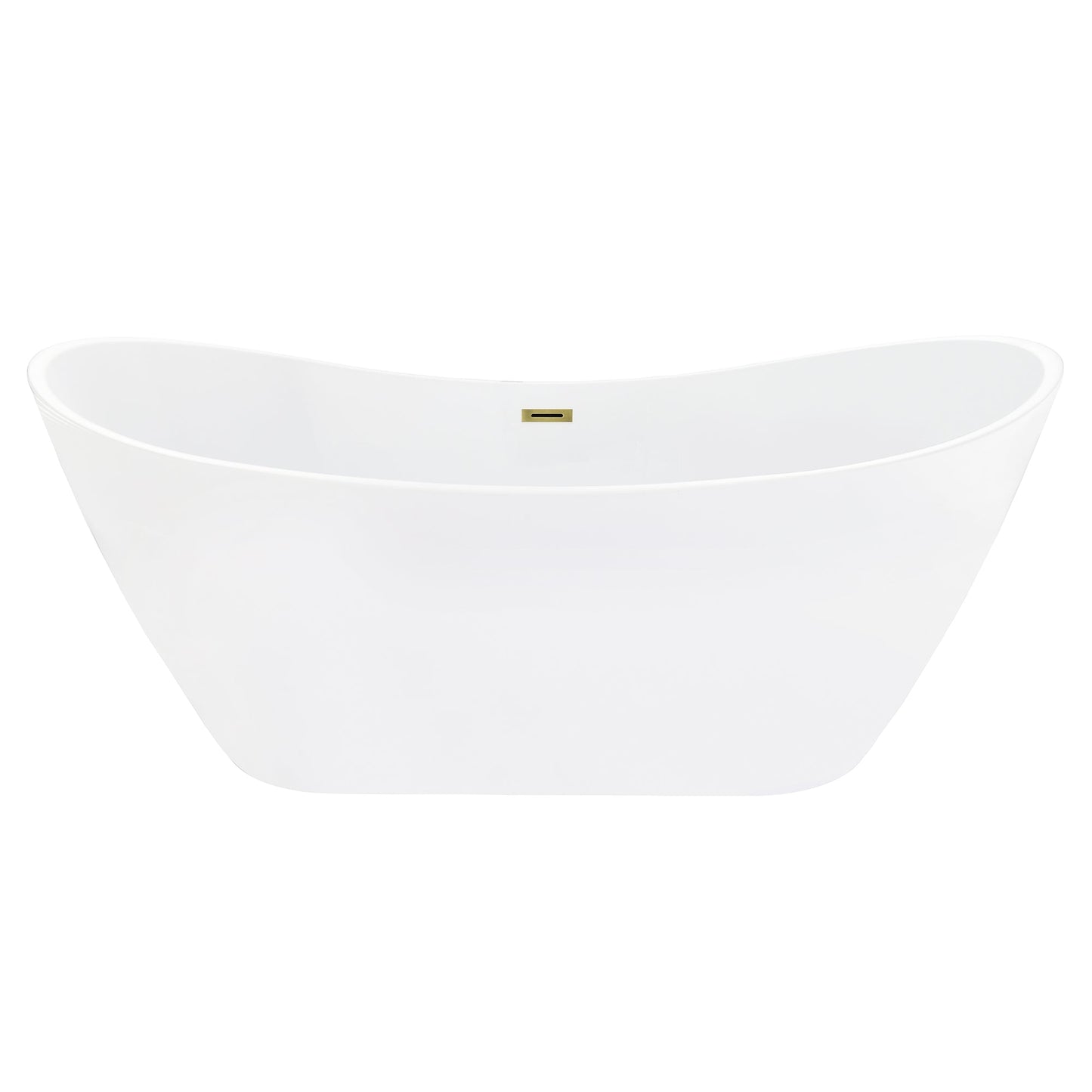 Vansza 67" x 32" Flatbottom Freestanding Acrylic Soaking Bathtub in Glossy White with Drain and Overflow