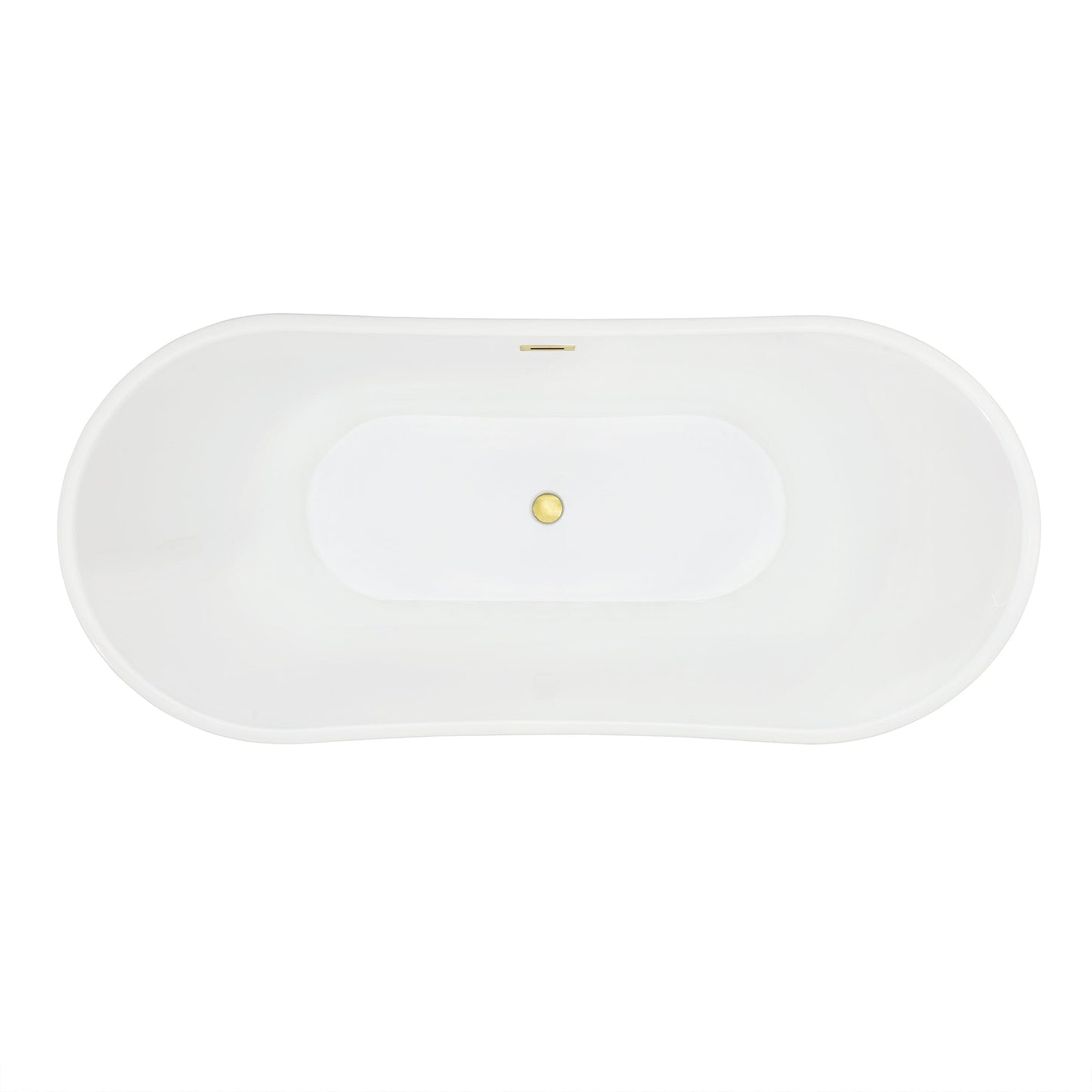 Vansza 67" x 32" Flatbottom Freestanding Acrylic Soaking Bathtub in Glossy White with Drain and Overflow