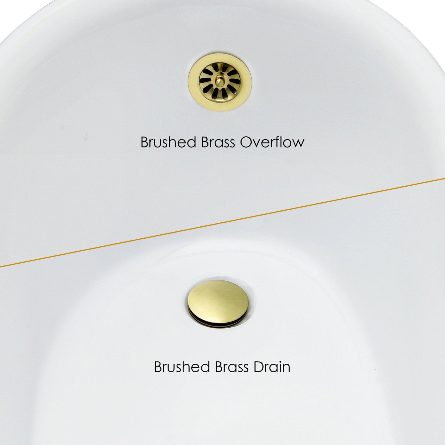 Fandi 64" x 28" Acrylic Clawfoot Soaking Bathtub in Glossy White with Brushed Brass Drain and Overflow