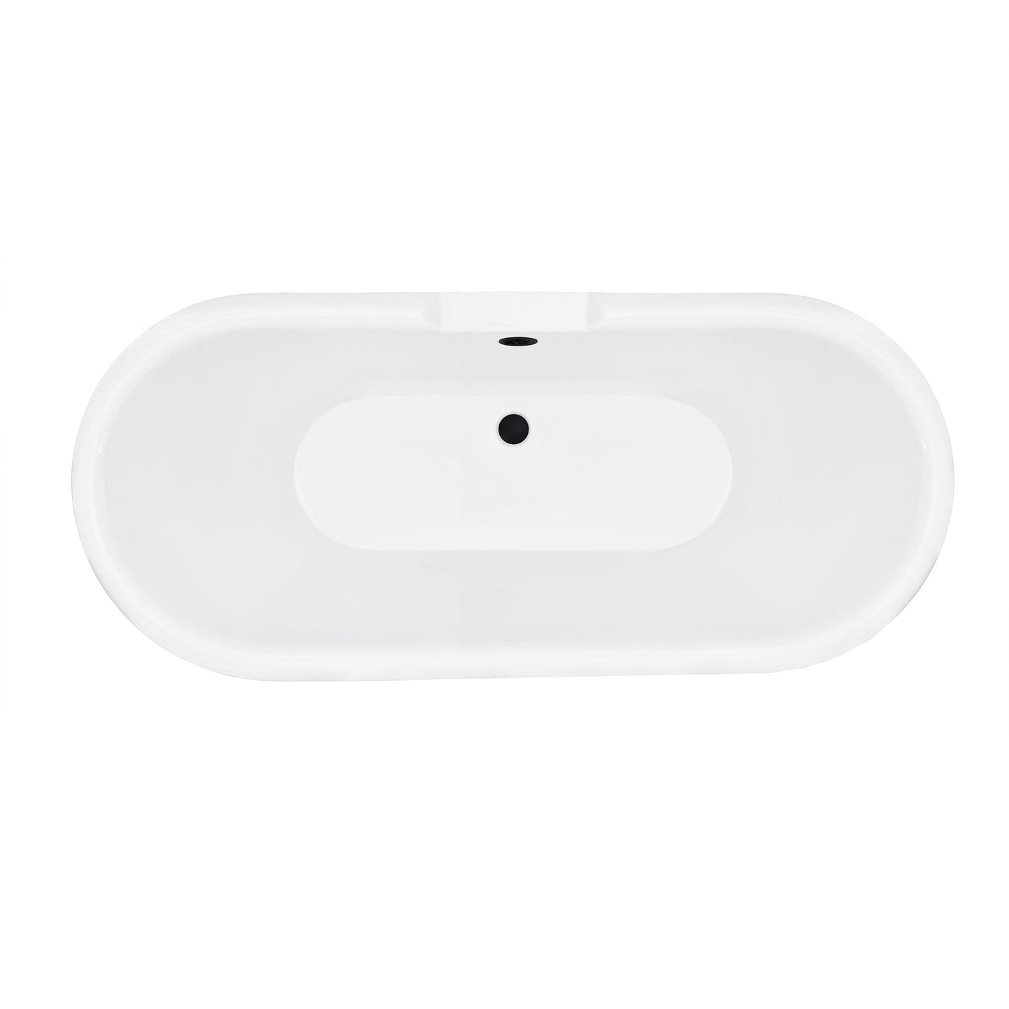 Kerta 67" x 29" Acrylic Clawfoot Soaking Bathtub in Glossy White with Matte Black Drain and Overflow