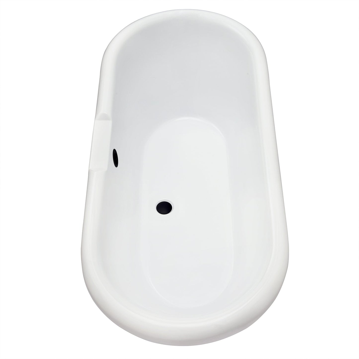 Kerta 67" x 29" Acrylic Clawfoot Soaking Bathtub in Glossy White with Matte Black Drain and Overflow