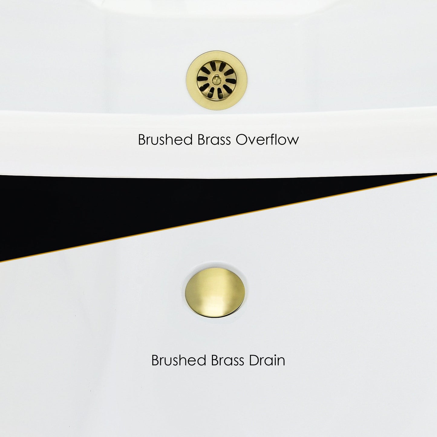 Porva 69" x 29" Acrylic Clawfoot Soaking Bathtub in Glossy Black with Brushed Brass Drain and Overflow