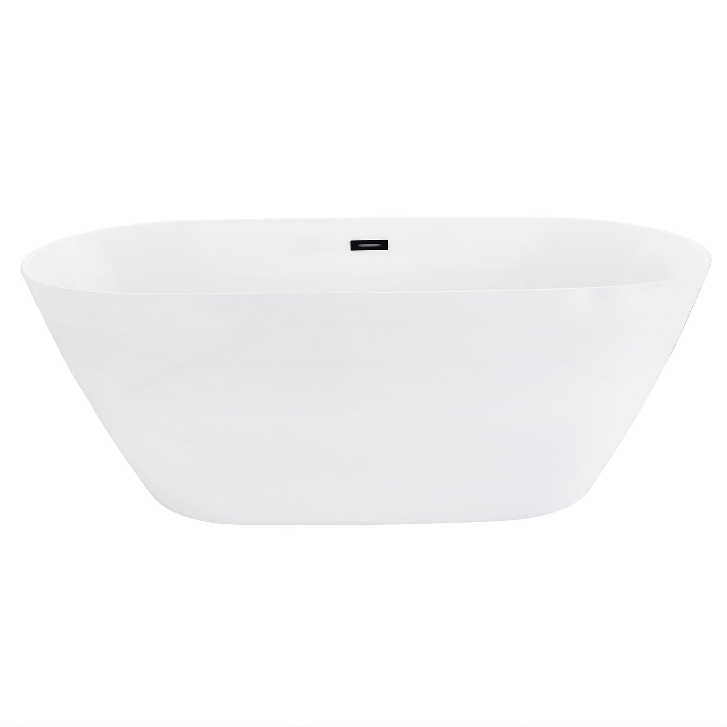 Tazlar 63" x 28" Flatbottom Freestanding Acrylic Soaking Bathtub in Glossy White with Drain and Overflow