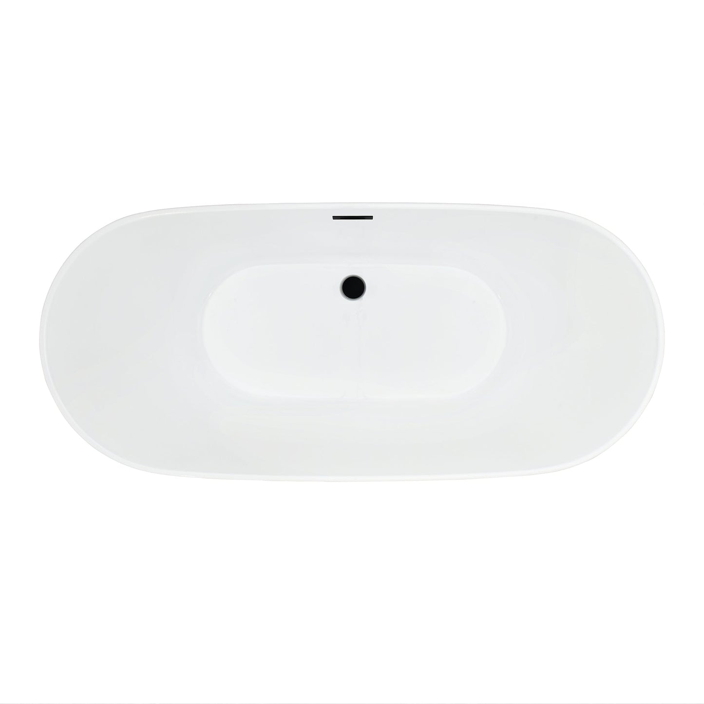 Tazlar 63" x 28" Flatbottom Freestanding Acrylic Soaking Bathtub in Glossy White with Drain and Overflow