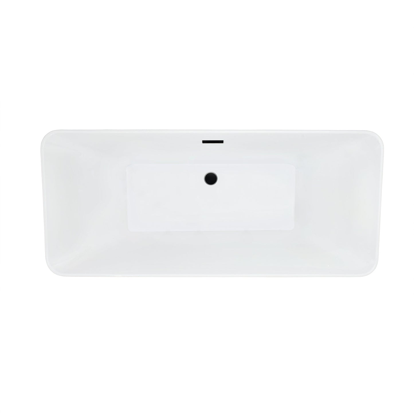 Carani 65" x 28" Flatbottom Freestanding Acrylic Soaking Bathtub in Glossy White with Drain and Overflow