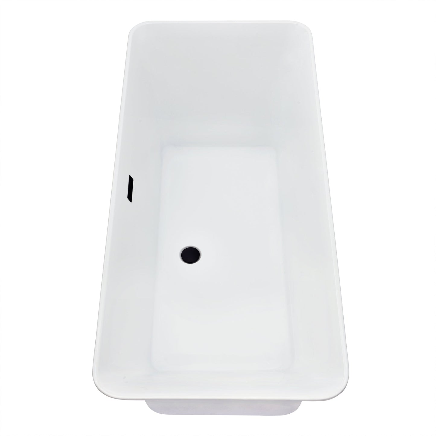 Carani 65" x 28" Flatbottom Freestanding Acrylic Soaking Bathtub in Glossy White with Drain and Overflow