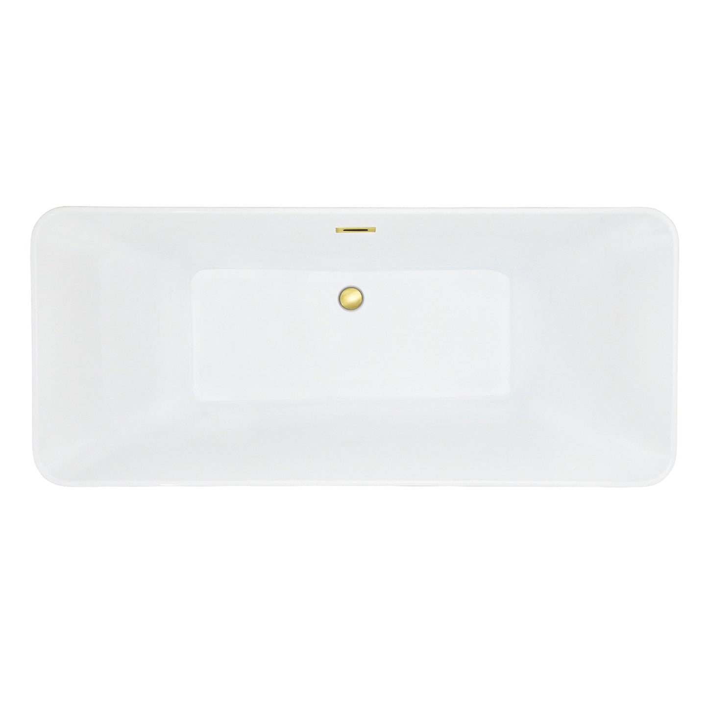 Carani 65" x 28" Flatbottom Freestanding Acrylic Soaking Bathtub in Glossy White with Drain and Overflow