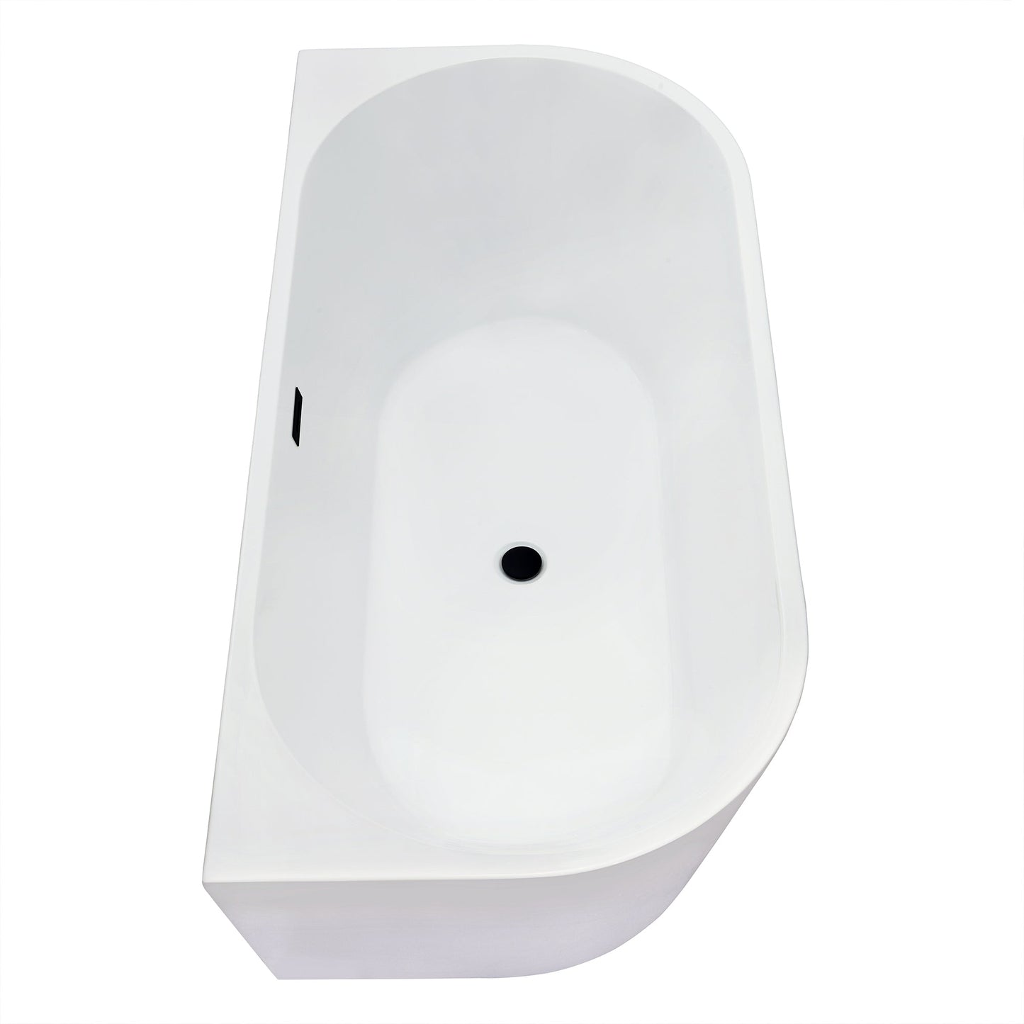 Satchi 67" x 32" Flatbottom Freestanding Acrylic Soaking Bathtub in Glossy White with Drain and Overflow