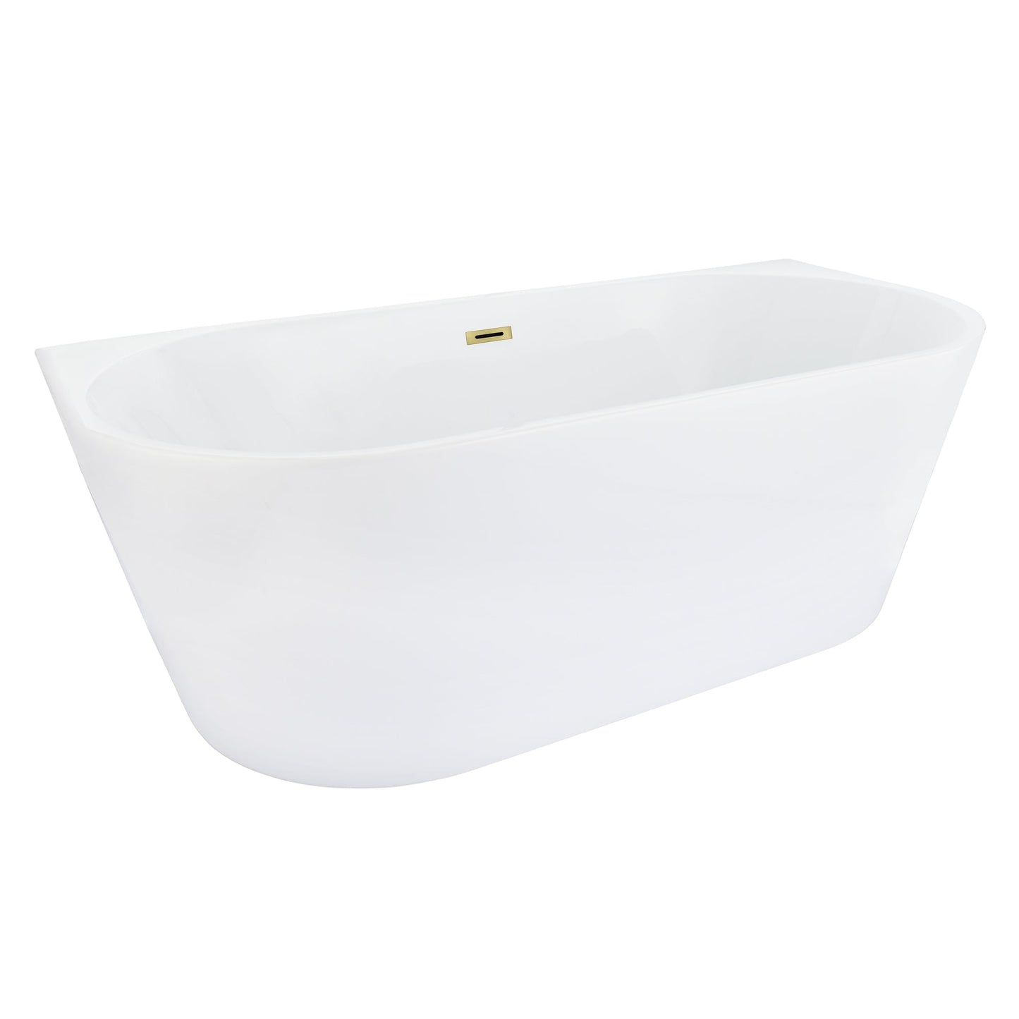 Satchi 67" x 32" Flatbottom Freestanding Acrylic Soaking Bathtub in Glossy White with Drain and Overflow