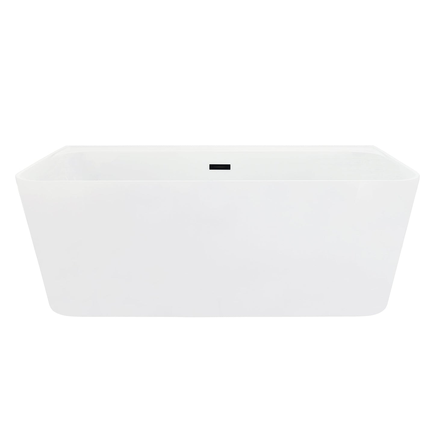 Groda 63" x 30" Flatbottom Freestanding Acrylic Soaking Bathtub in Glossy White with Drain and Overflow