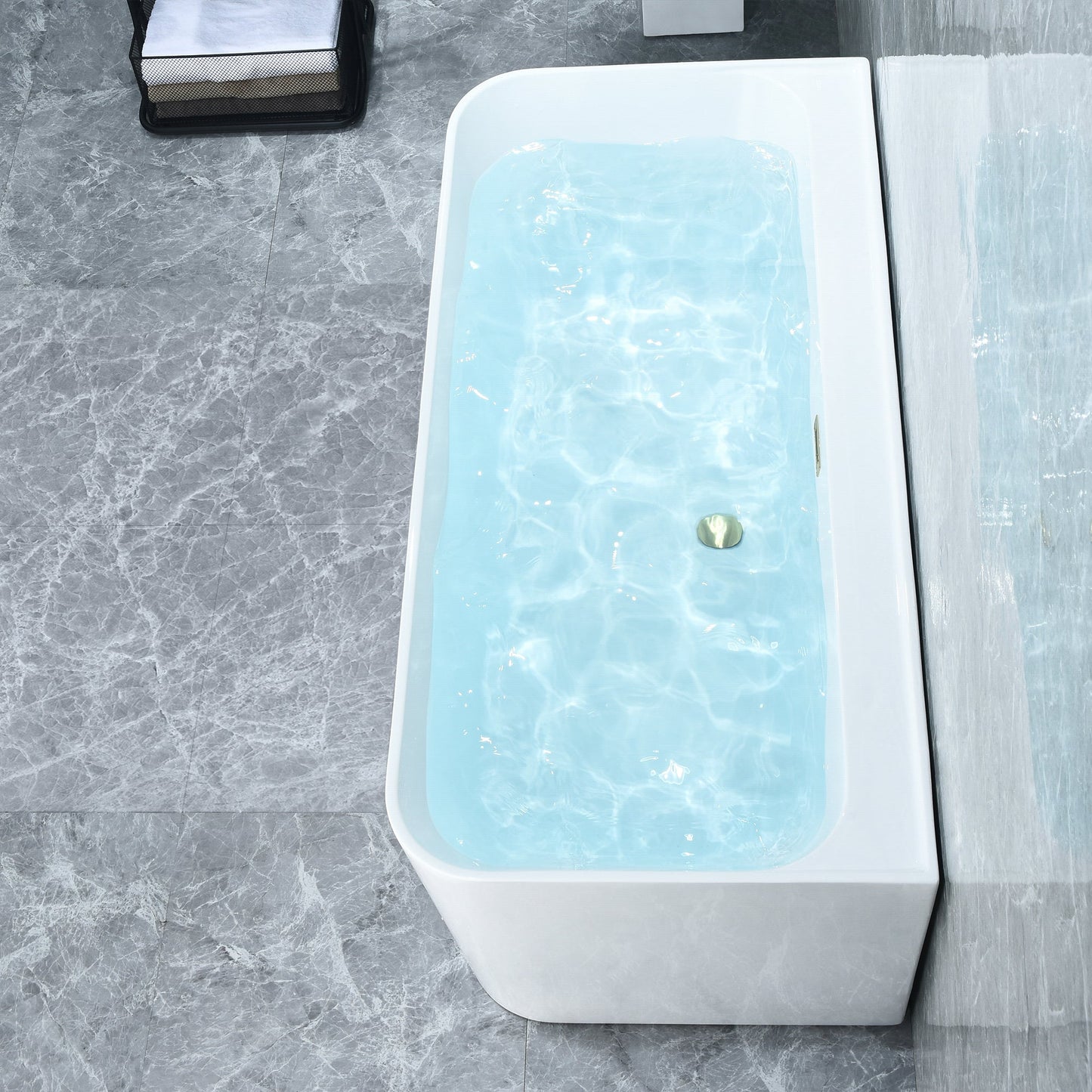 Groda 63" x 30" Flatbottom Freestanding Acrylic Soaking Bathtub in Glossy White with Drain and Overflow