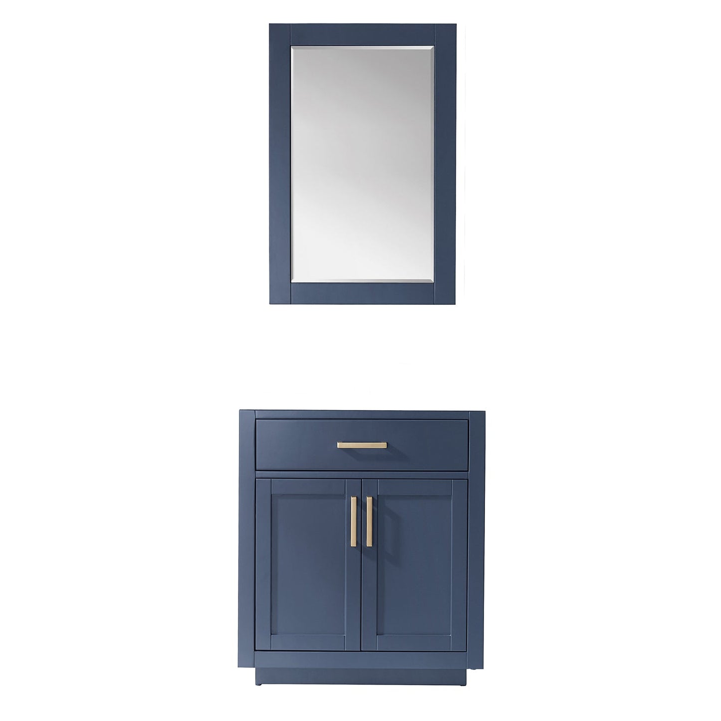 Ivy 30" Single Bathroom Vanity Cabinet Only in Royal Blue and Mirror, without Countertop