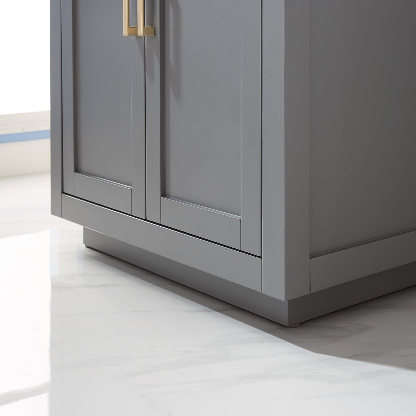 Ivy 30" Single Bathroom Vanity Set in Gray and Carrara White Marble Countertop with Mirror