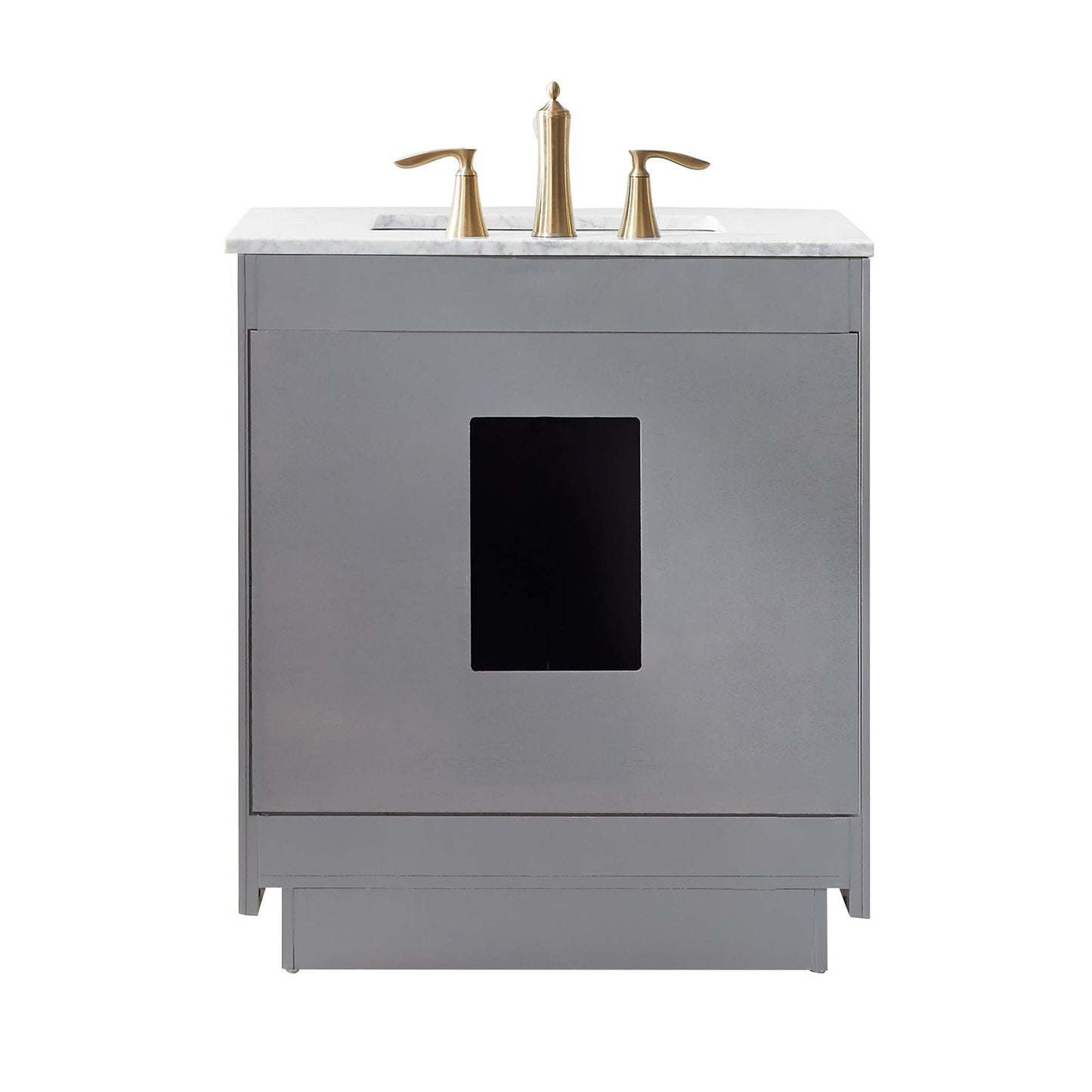 Ivy 30" Single Bathroom Vanity Set in Gray and Carrara White Marble Countertop with Mirror