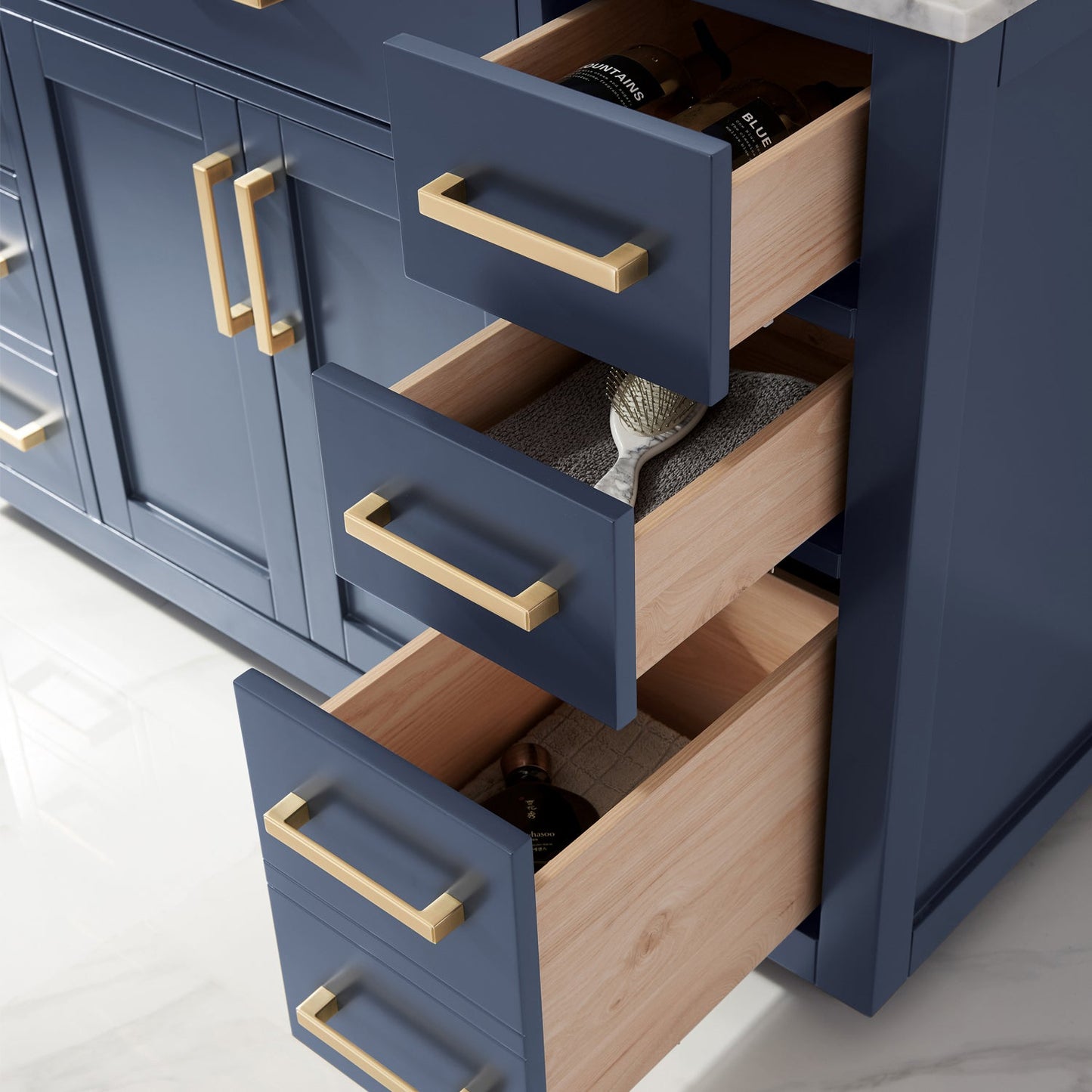 Ivy 48" Single Bathroom Vanity Cabinet Only in Royal Blue and Mirror, without Countertop