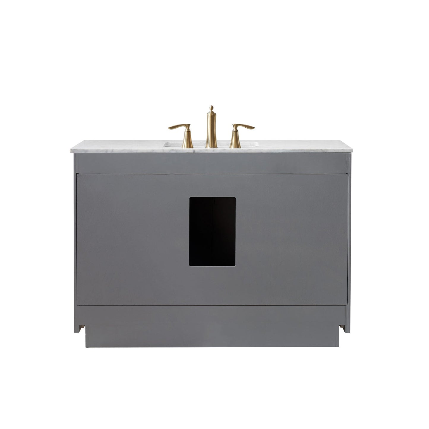 Ivy 48" Single Bathroom Vanity Set in Gray and Carrara White Marble Countertop without Mirror