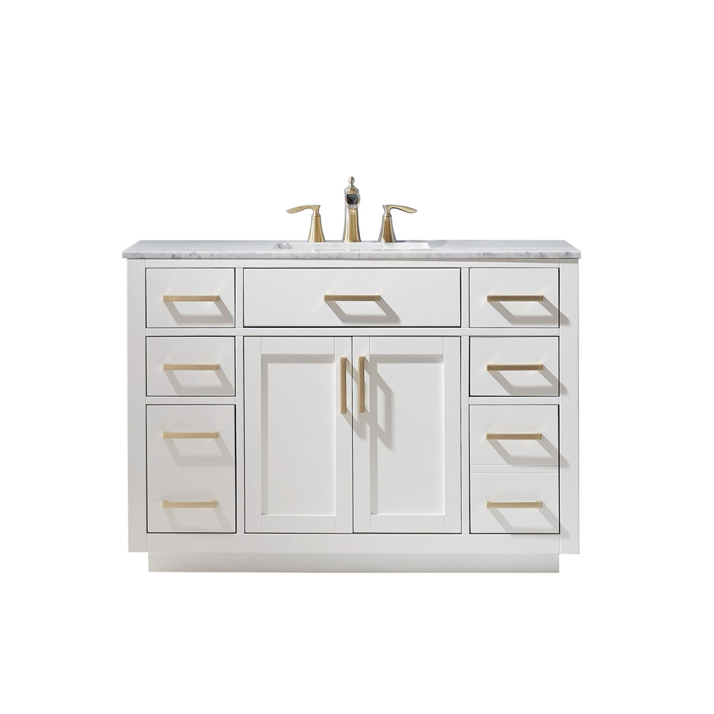 Ivy 48" Single Bathroom Vanity Set in White and Carrara White Marble Countertop without Mirror
