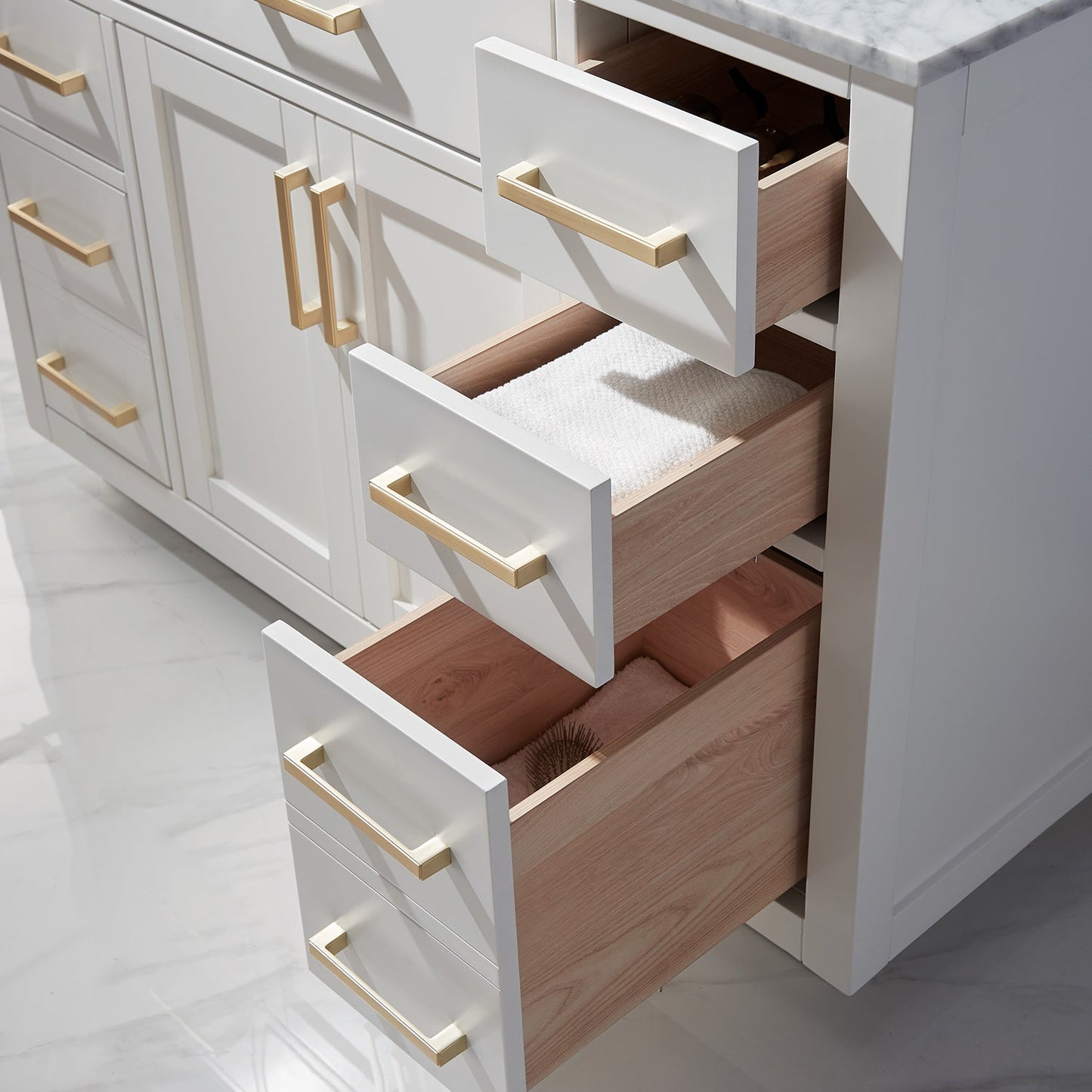 Ivy 48" Single Bathroom Vanity Set in White and Carrara White Marble Countertop with Mirror