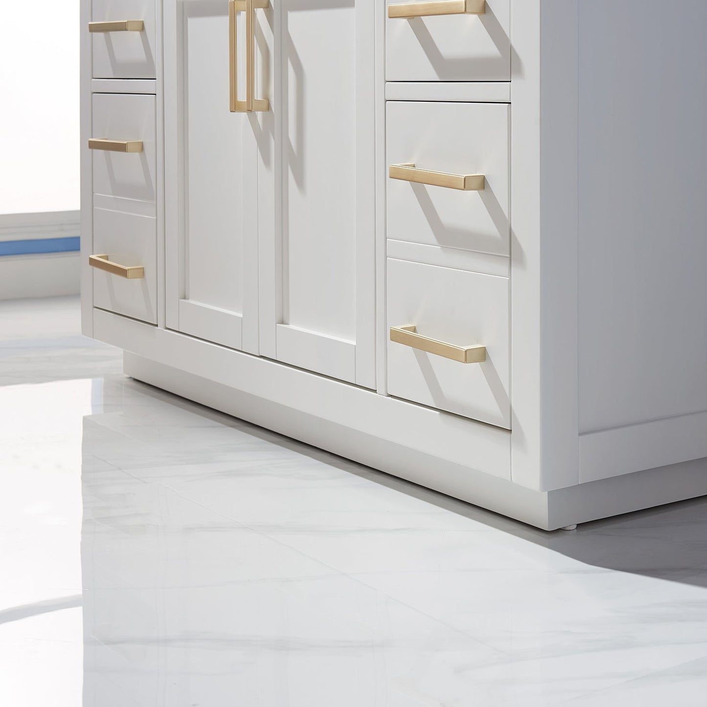 Ivy 48" Single Bathroom Vanity Set in White and Carrara White Marble Countertop with Mirror