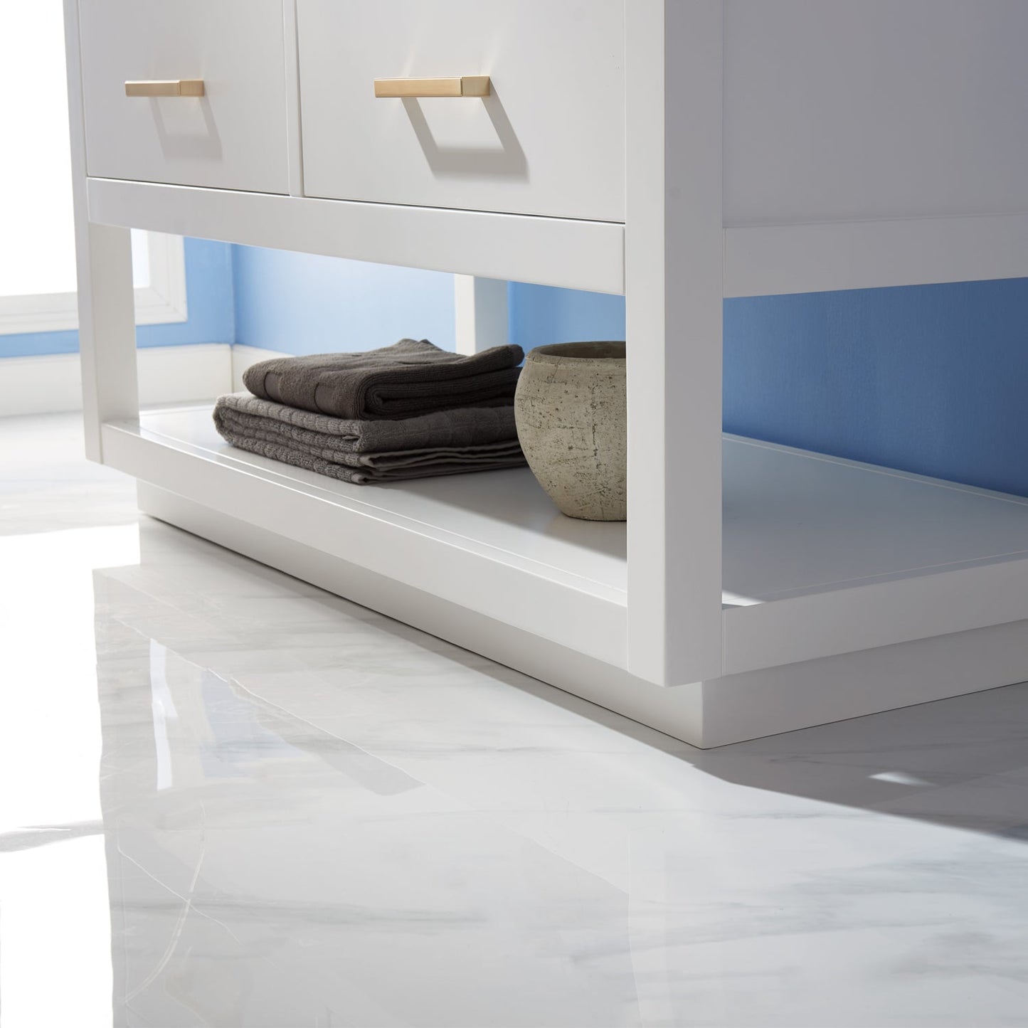 Remi 48" Single Bathroom Vanity Set in White and Carrara White Marble Countertop with Mirror