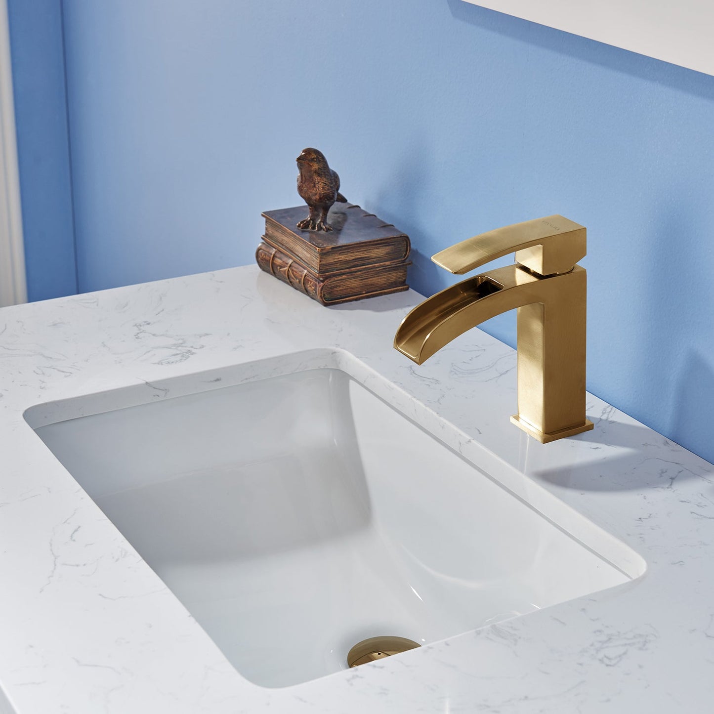 Jackson 36" Single Bathroom Vanity Set in White and Aosta White Engineered Stone Countertop with Mirror