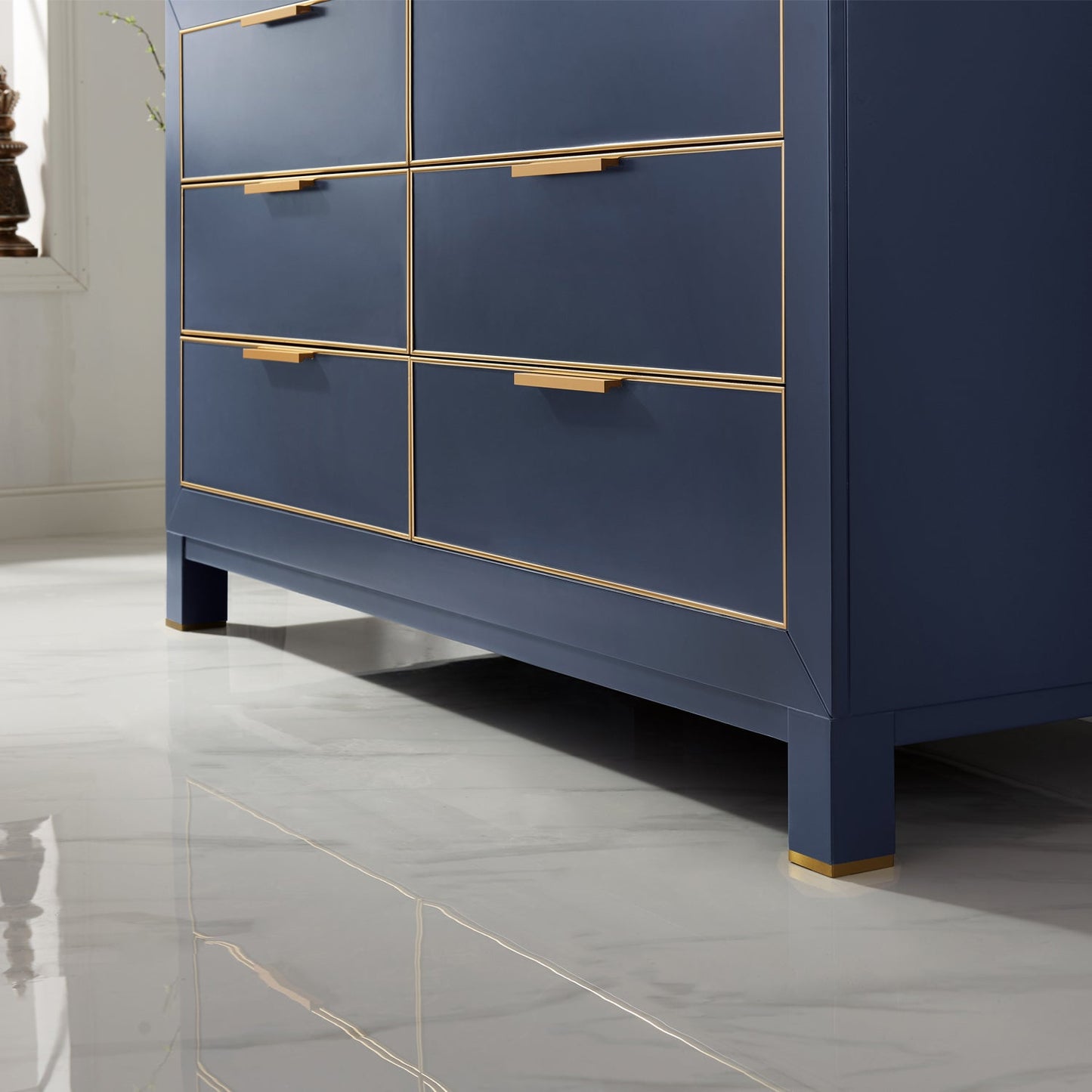 Jackson 60" Double Bathroom Vanity Set in Royal Blue and Aosta White Engineered Stone Countertop without Mirror