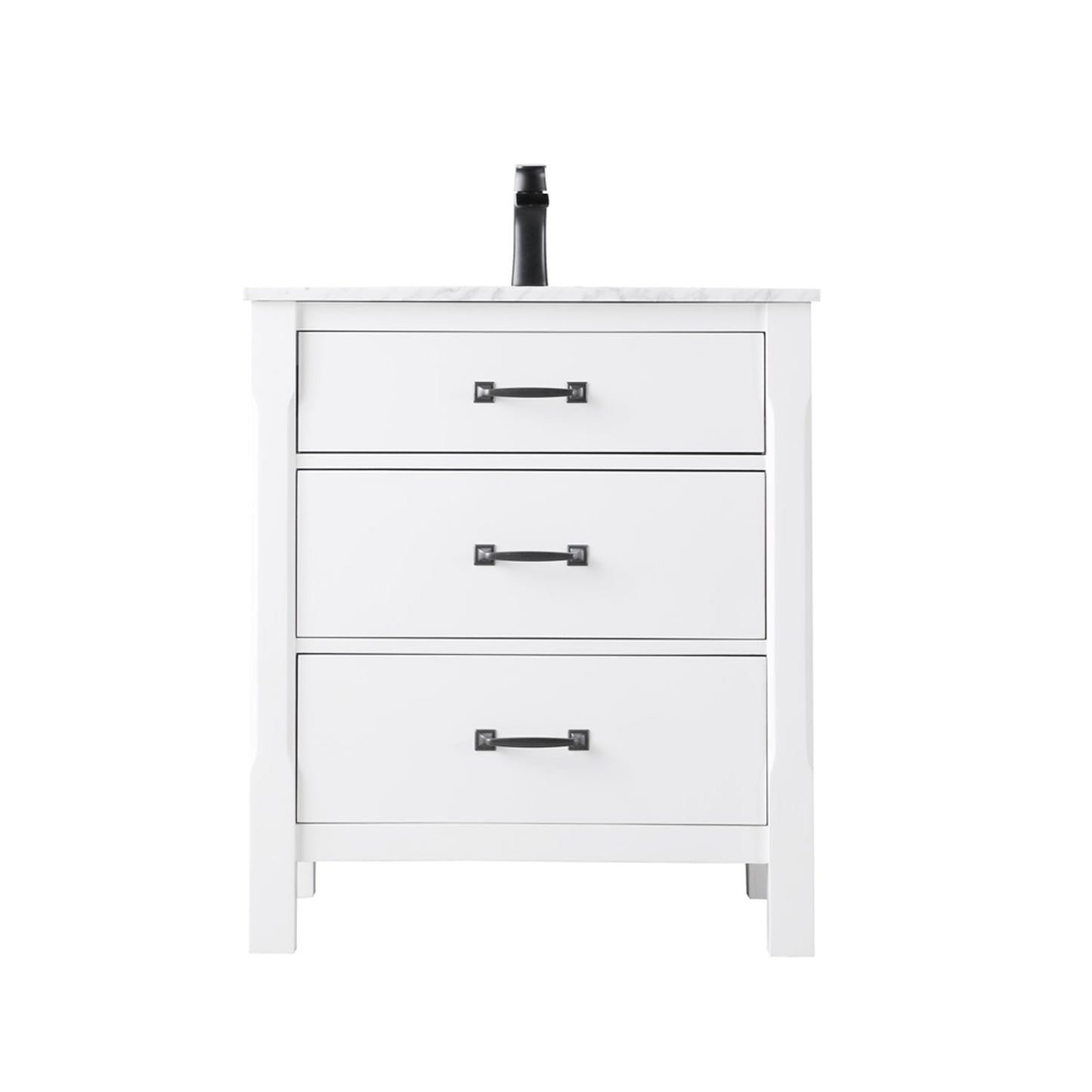 Maribella 30" Single Bathroom Vanity Set in White and Carrara White Marble Countertop without Mirror
