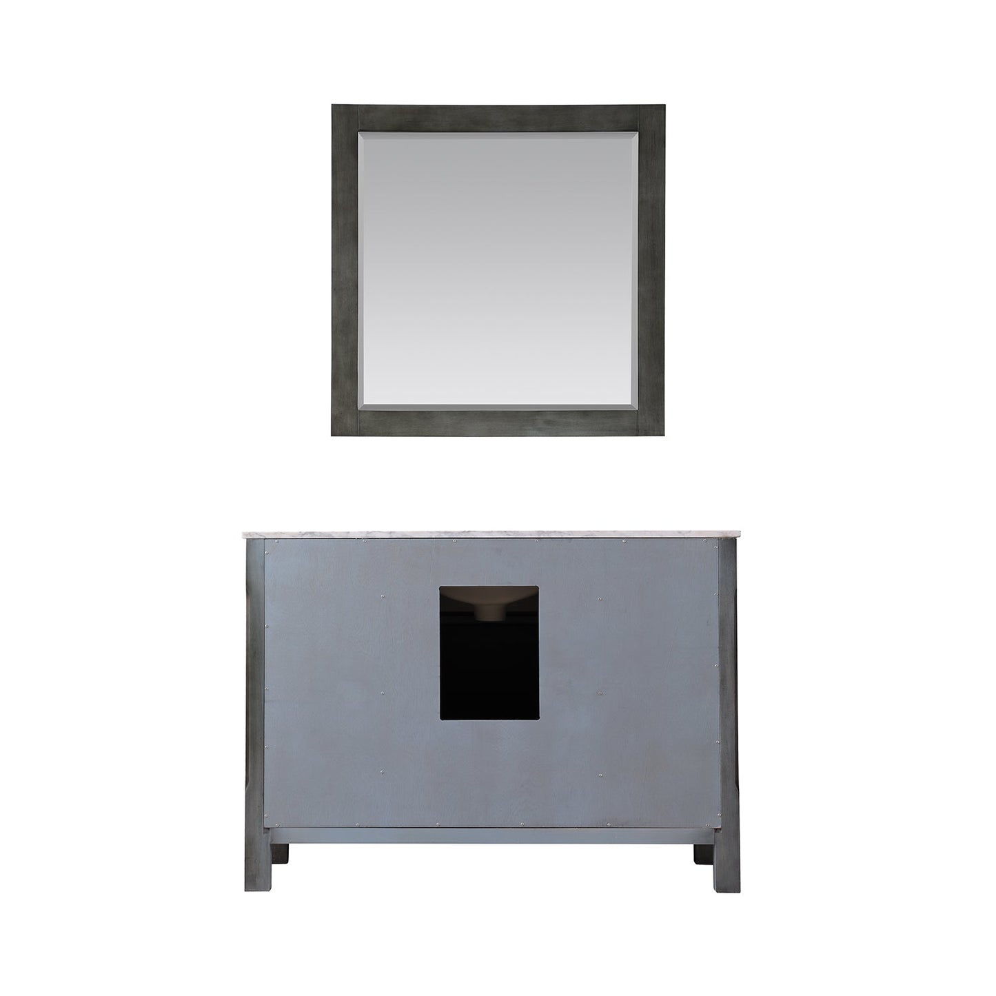Maribella 48" Single Bathroom Vanity Set in Rust Black and Carrara White Marble Countertop with Mirror