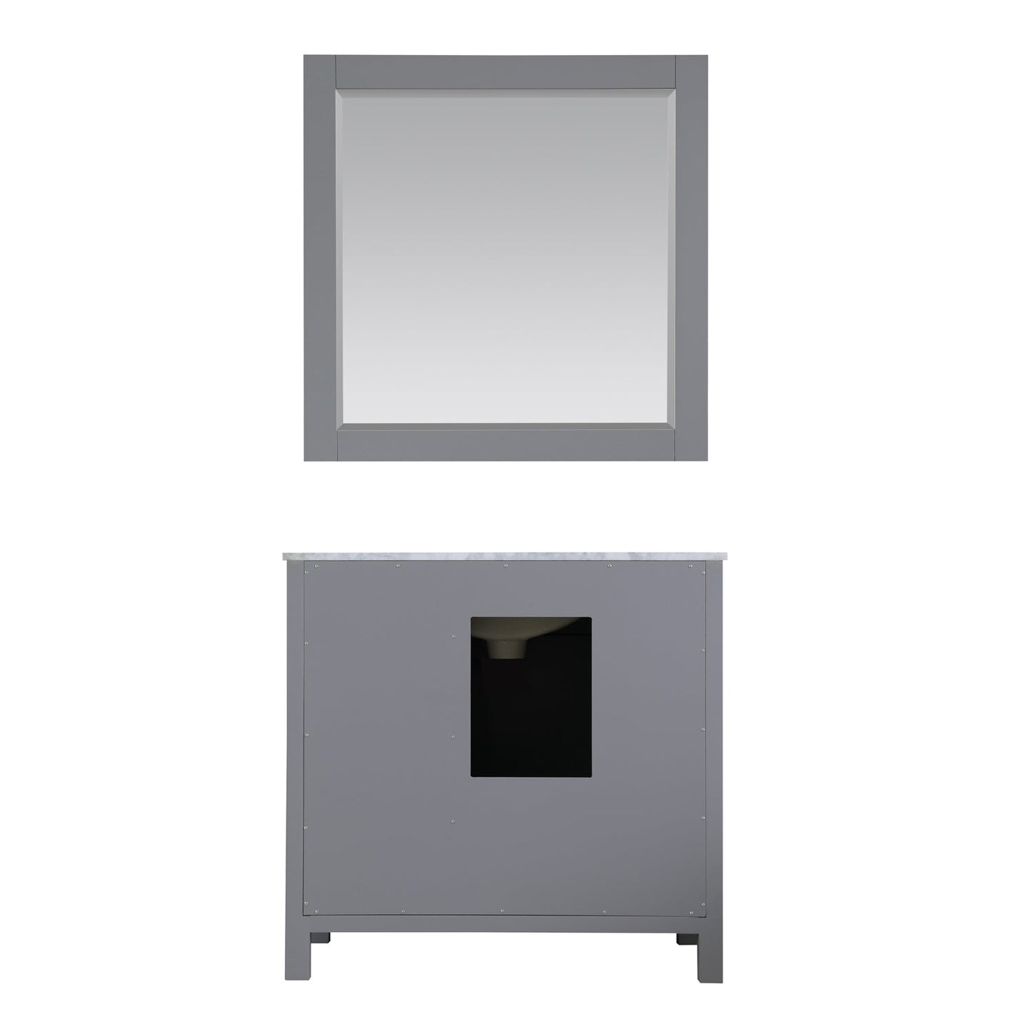 Kinsley 36" Single Bathroom Vanity Set in Gray and Carrara White Marble Countertop with Mirror